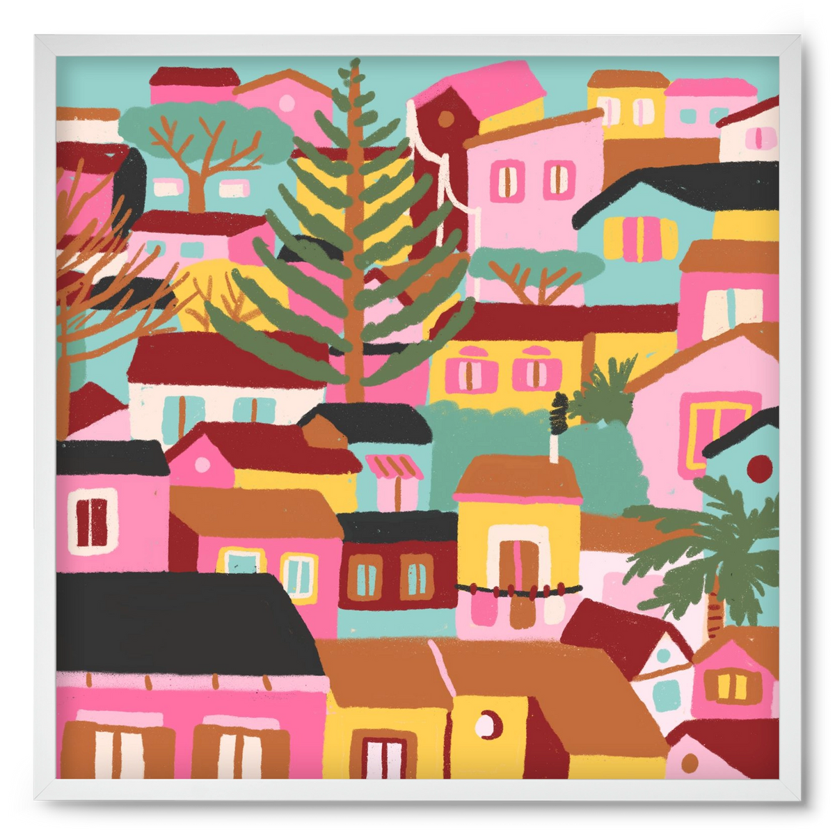 Modica város részlet, 50x50 cm (50x50 cm), Fehér keret