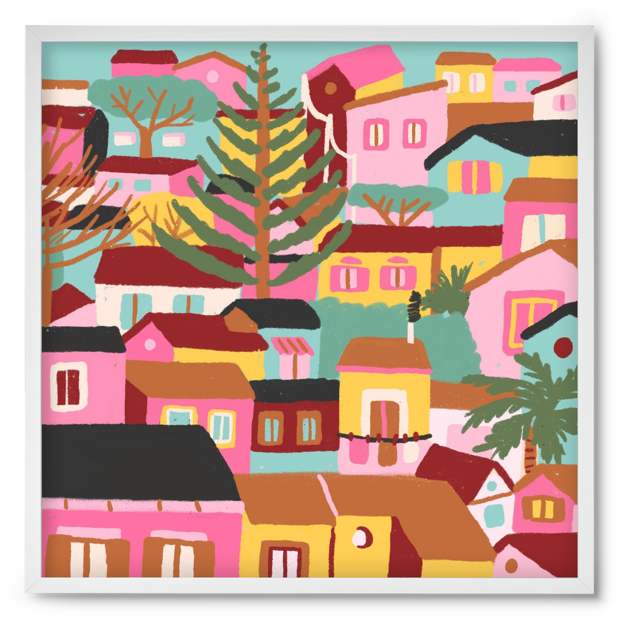 Modica város részlet, 50x50 cm (50x50 cm), Fehér keret