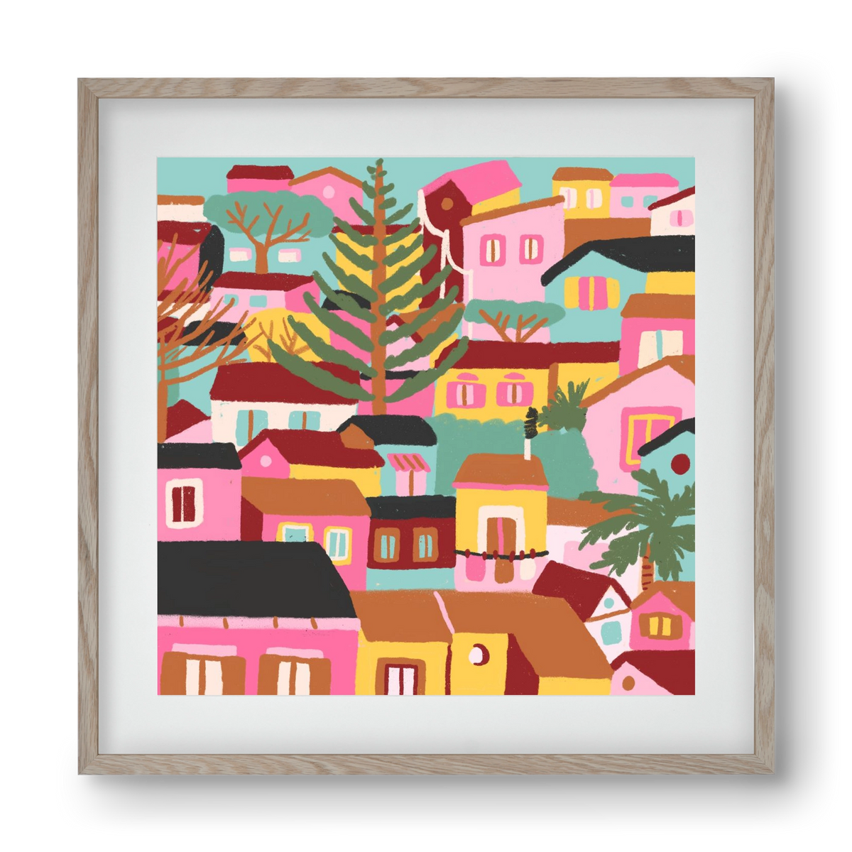 Modica város részlet, 40x40 cm (30x30 cm), Tölgy keret, paszpartuval