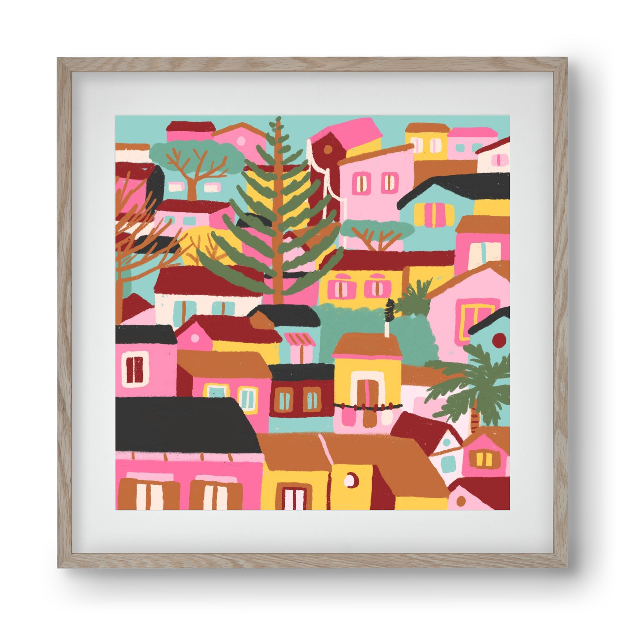 Modica város részlet, 40x40 cm (30x30 cm), Tölgy keret, paszpartuval