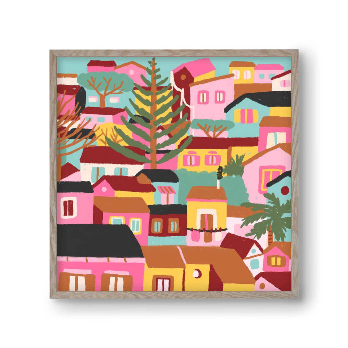 Modica város részlet, 30x30 cm (30x30 cm), Tölgy keret