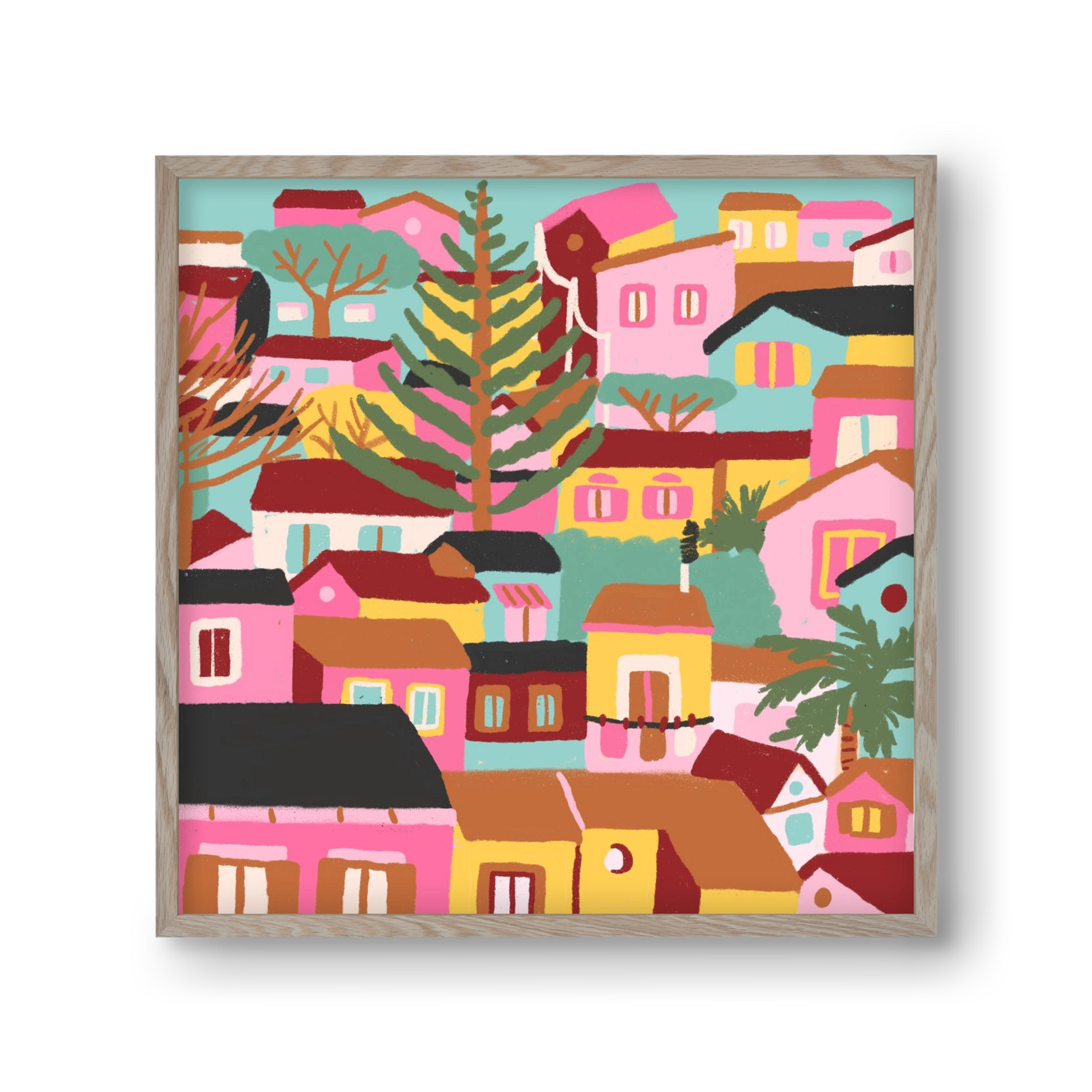 Modica város részlet, 30x30 cm (30x30 cm), Tölgy keret