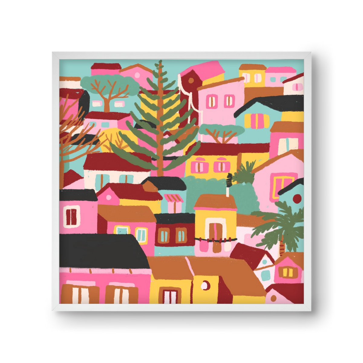 Modica város részlet, 30x30 cm (30x30 cm), Fehér keret