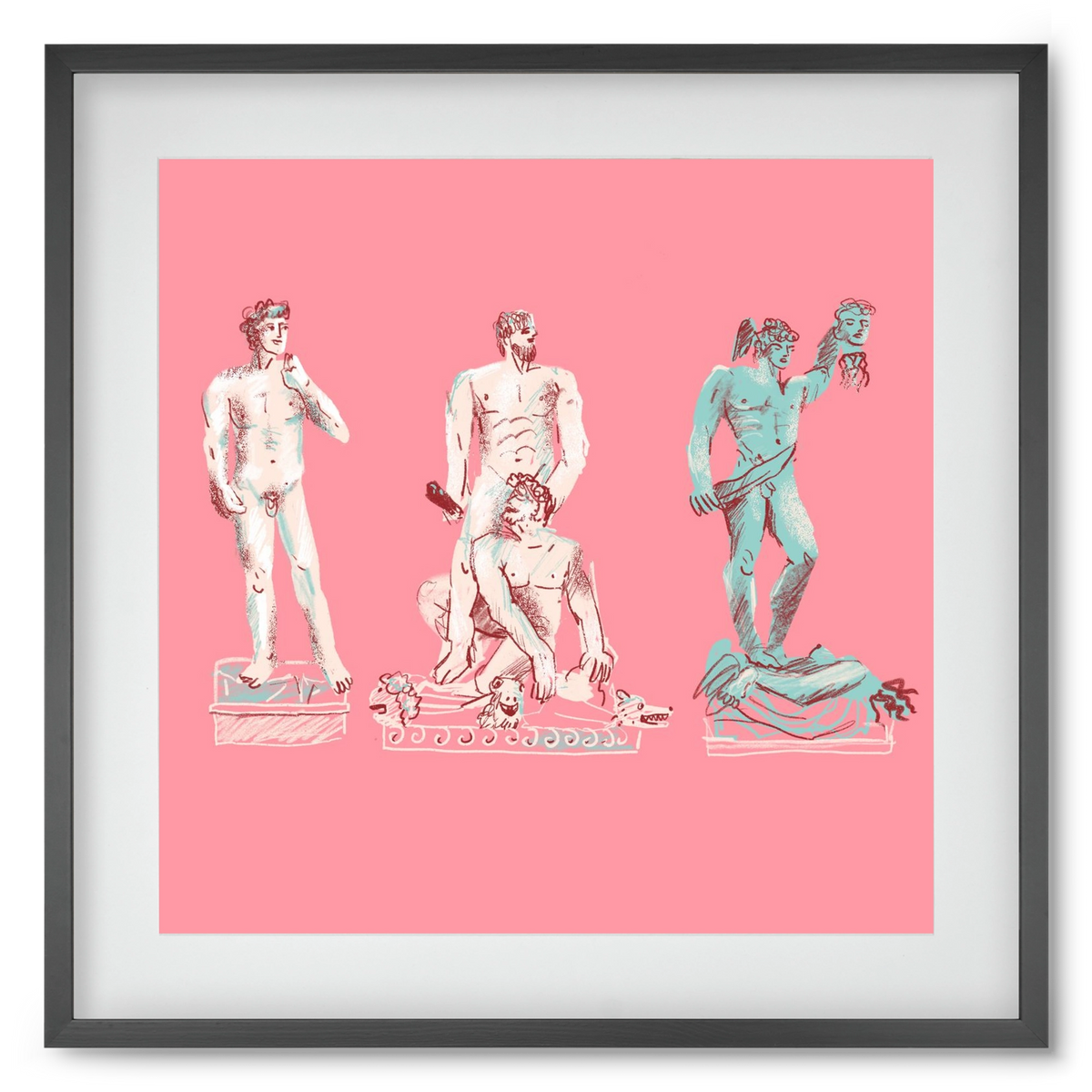 Statues from Florence, 50x50 cm (40x40 cm), Fekete keret, paszpartuval
