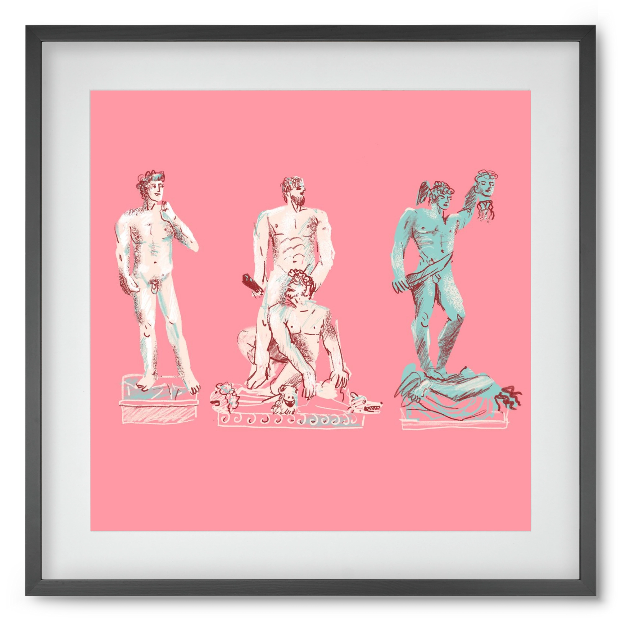 Statues from Florence, 50x50 cm (40x40 cm), Fekete keret, paszpartuval