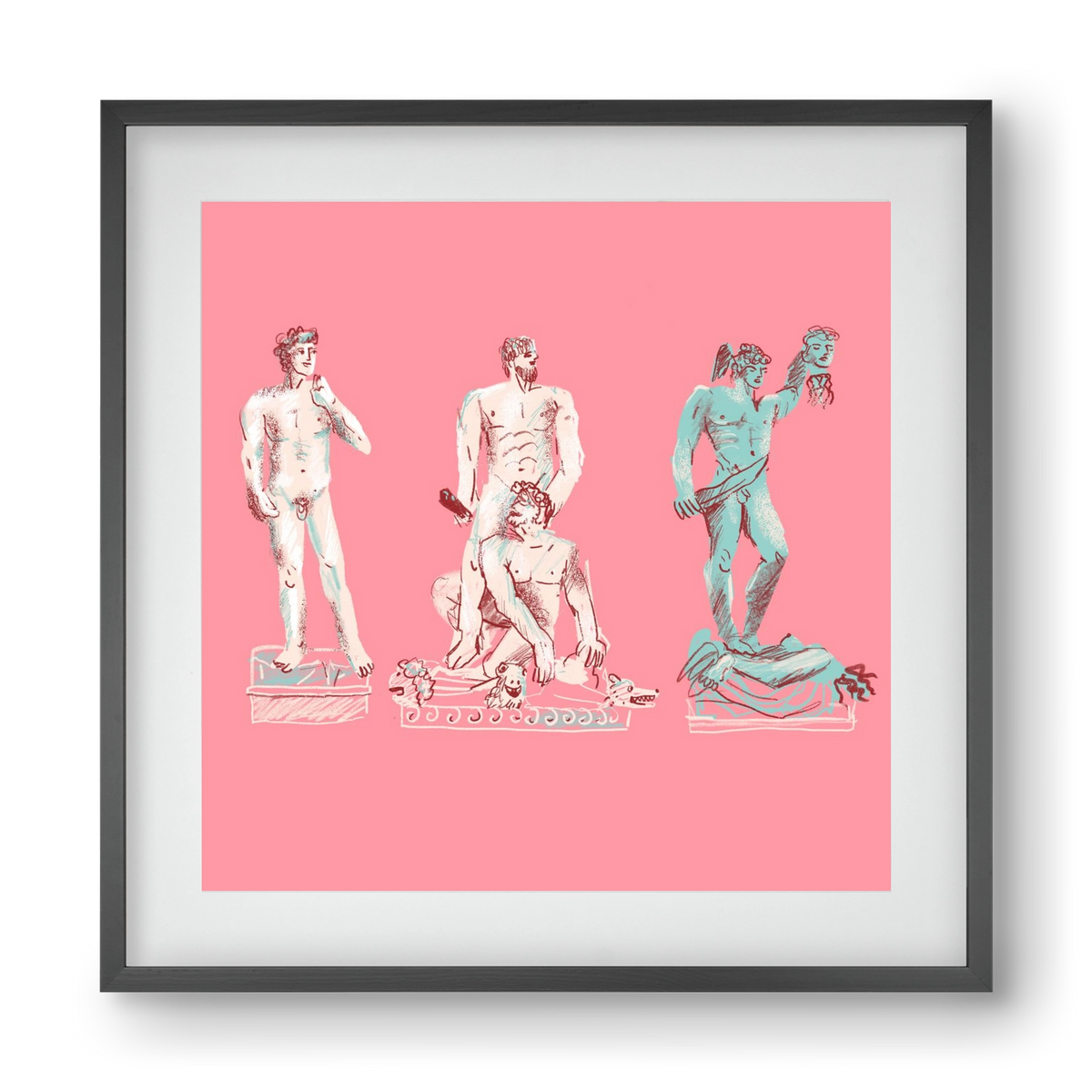Statues from Florence, 40x40 cm (30x30 cm), Fekete keret, paszpartuval