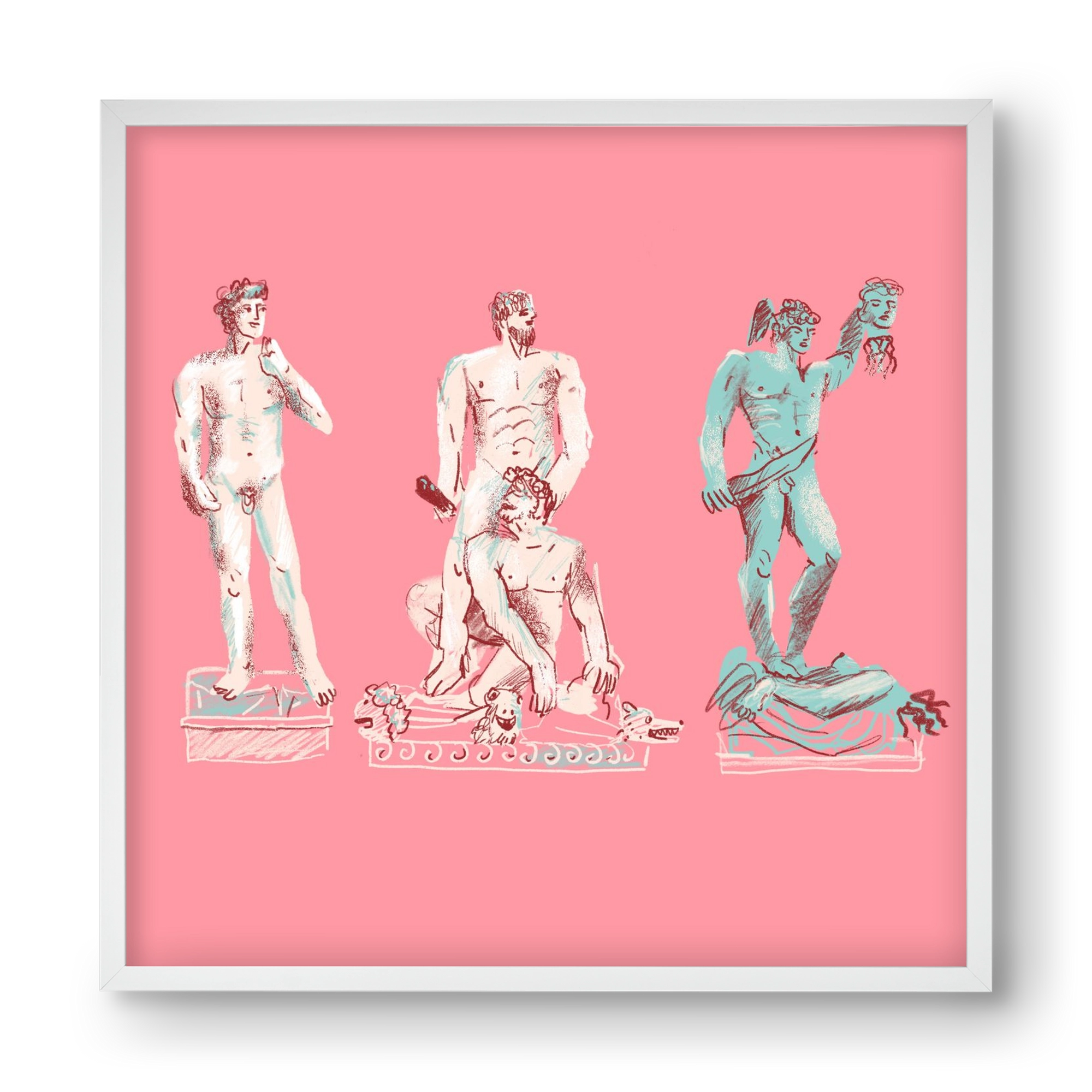 Statues from Florence, 40x40 cm (40x40 cm), Fehér keret