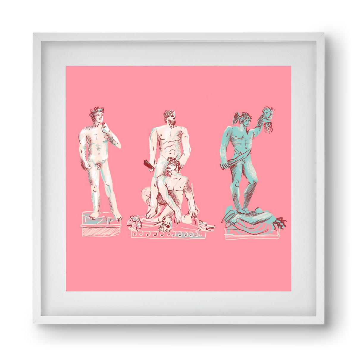 Statues from Florence, 40x40 cm (30x30 cm), Fehér keret, paszpartuval
