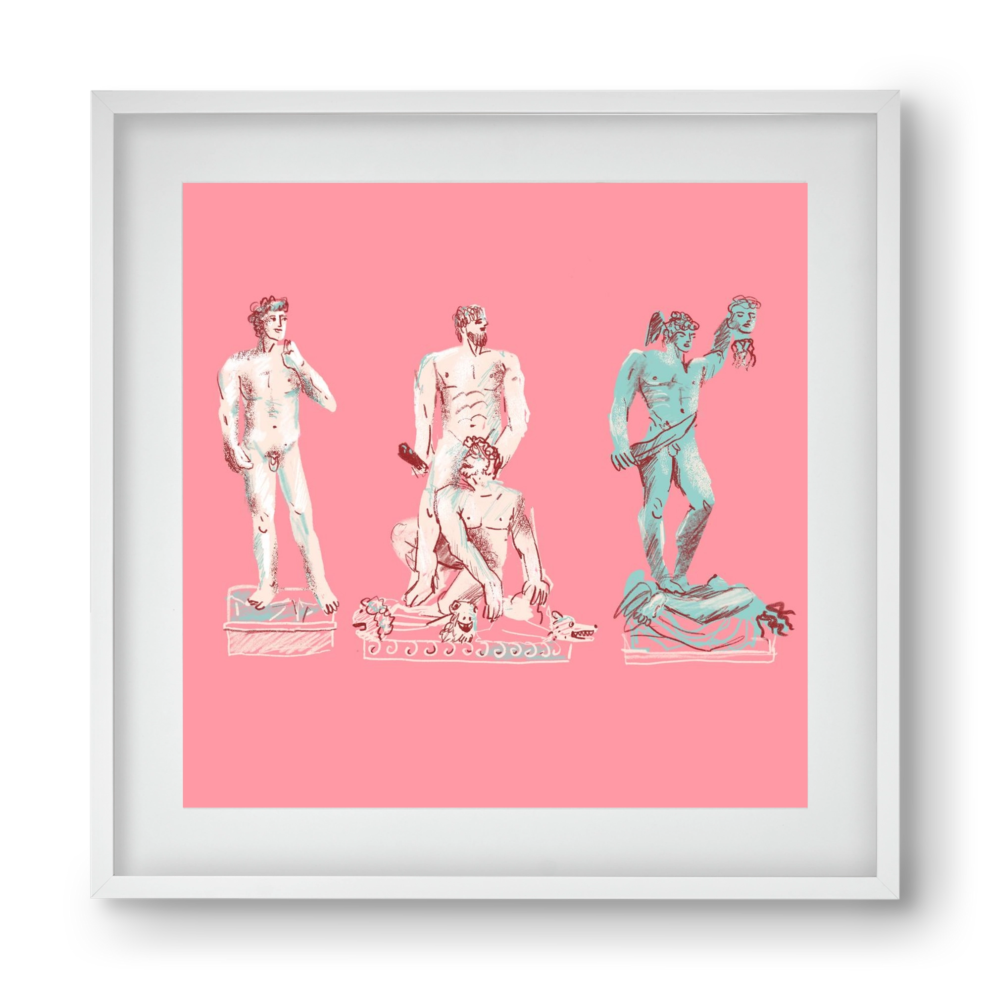 Statues from Florence, 40x40 cm (30x30 cm), Fehér keret, paszpartuval