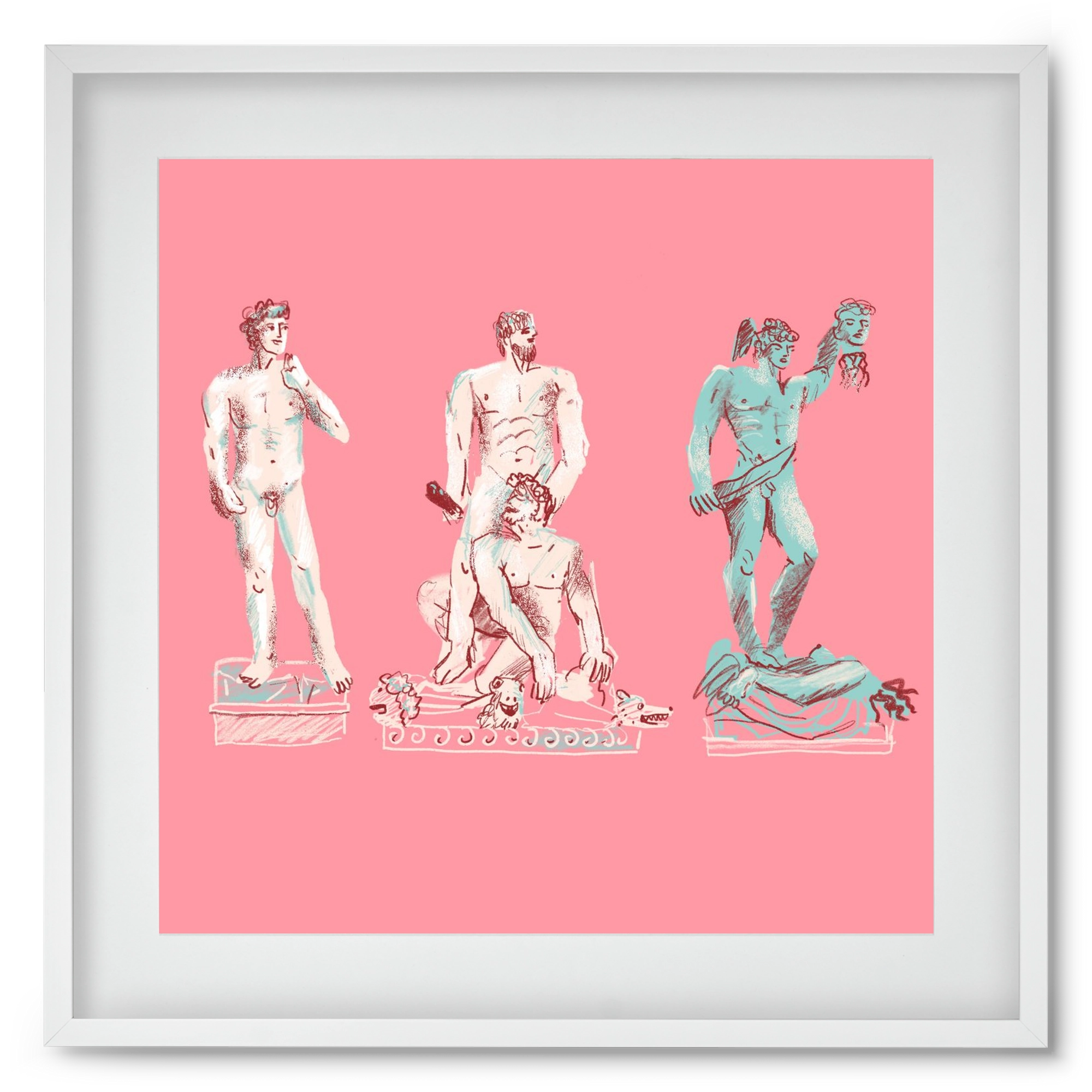 Statues from Florence, 50x50 cm (40x40 cm), Fehér keret, paszpartuval