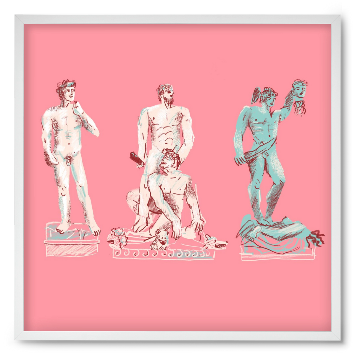 Statues from Florence, 50x50 cm (50x50 cm), Fehér keret