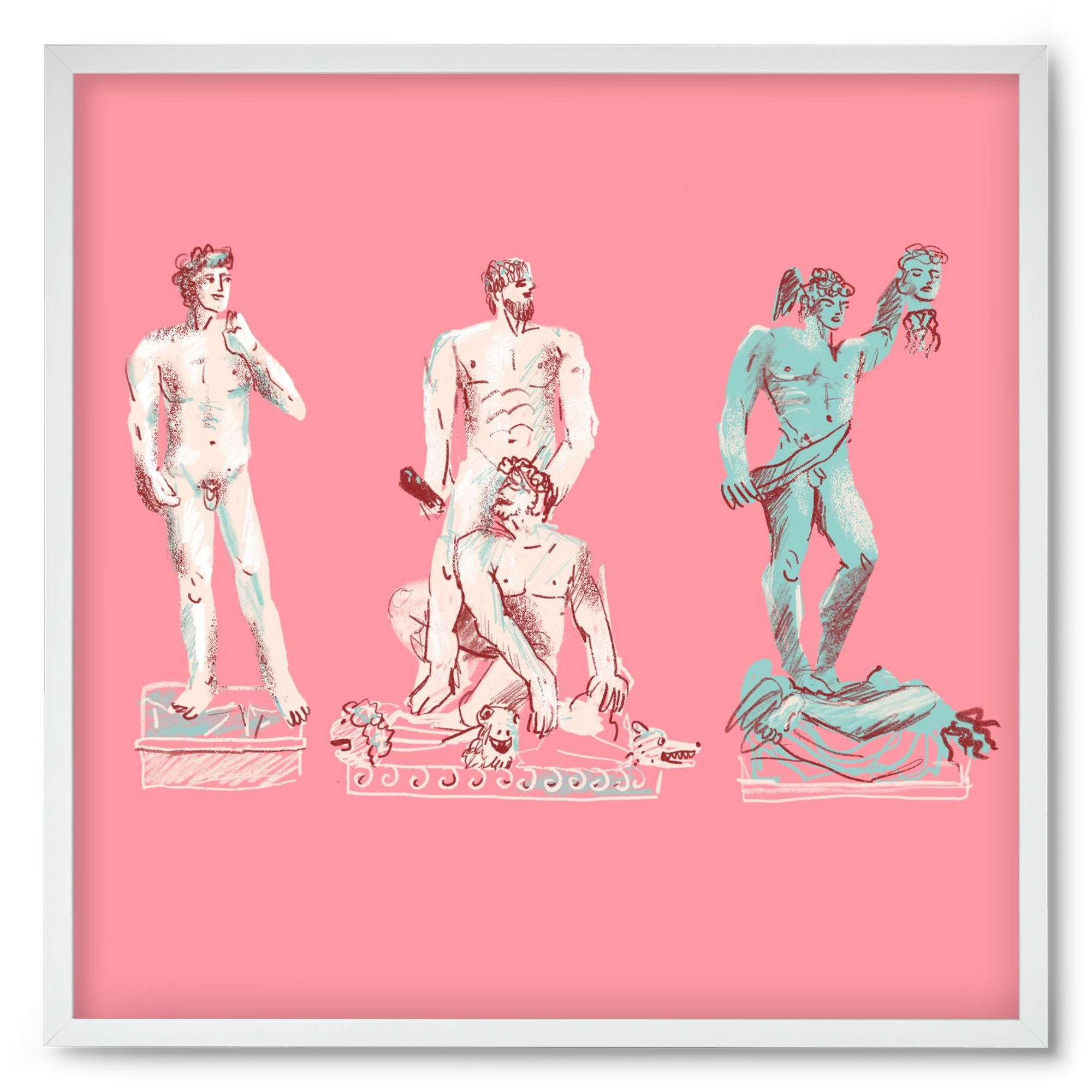 Statues from Florence, 50x50 cm (50x50 cm), Fehér keret