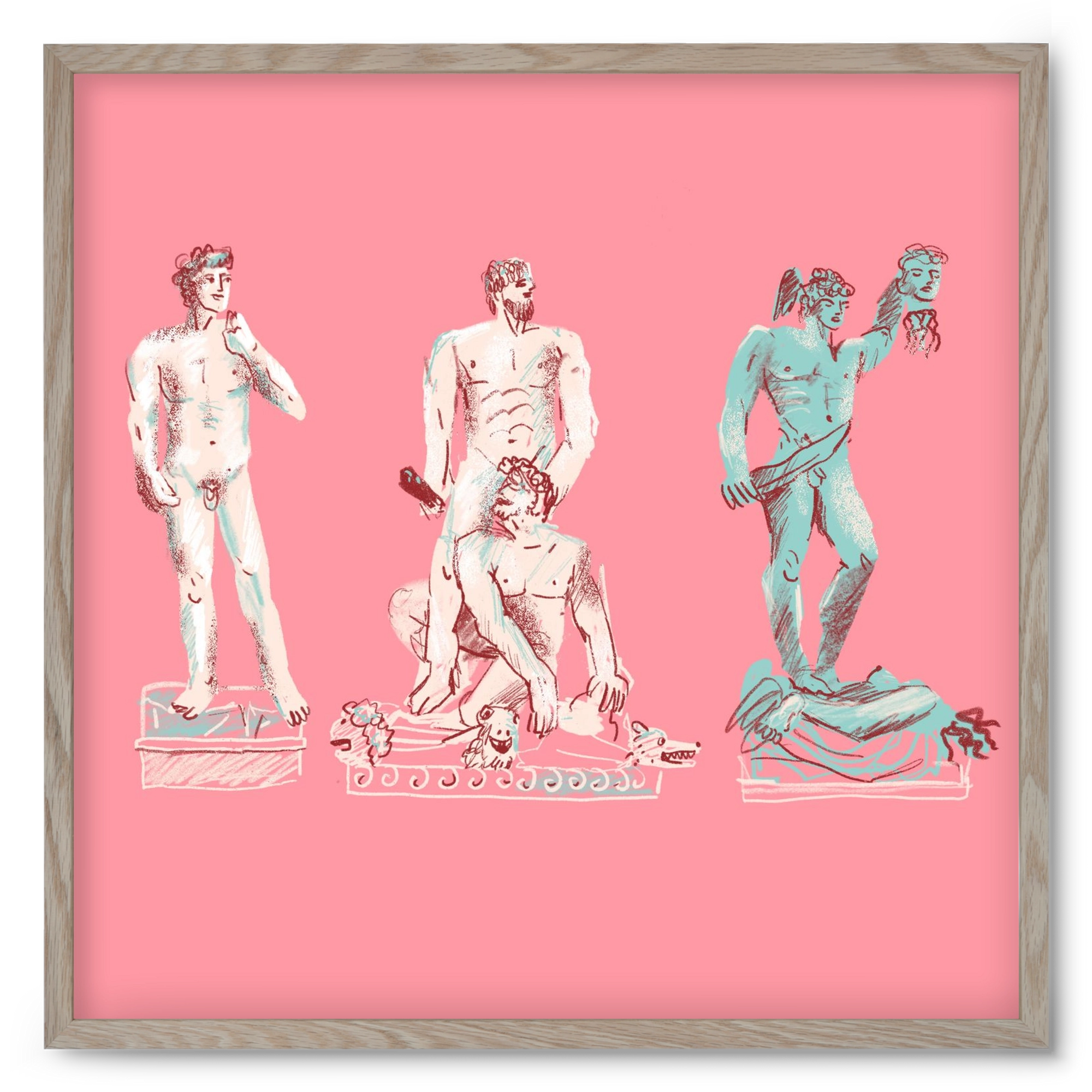 Statues from Florence, 50x50 cm (50x50 cm), Tölgy keret