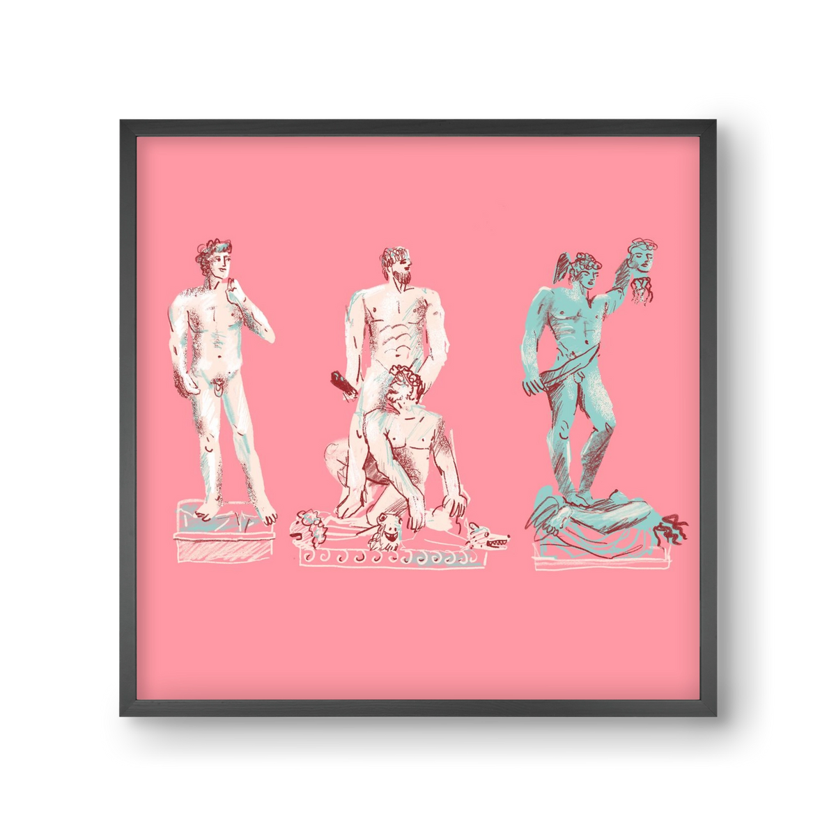 Statues from Florence, 30x30 cm (30x30 cm), Fekete keret
