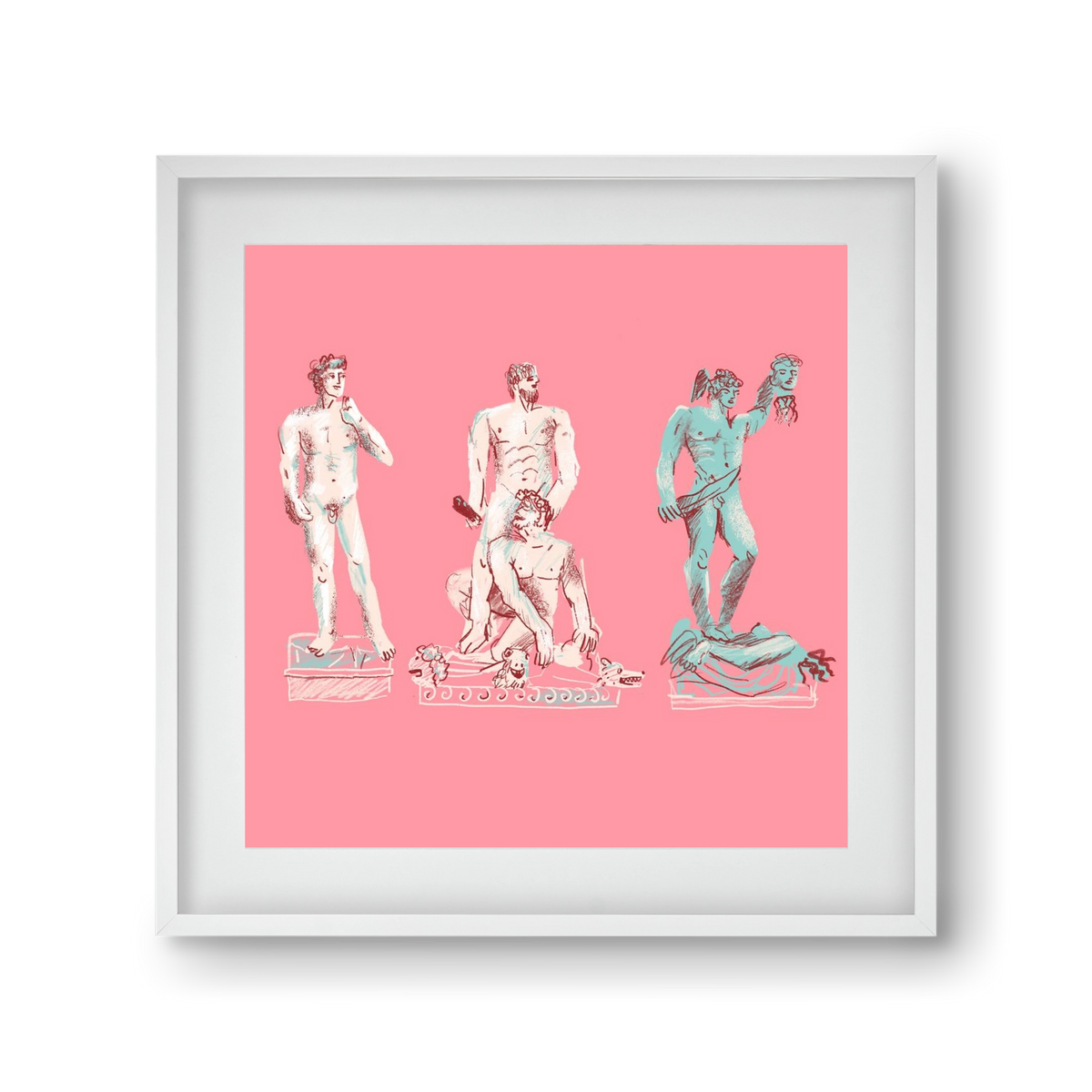 Statues from Florence, 30x30 cm (20x20 cm), Fehér keret, paszpartuval