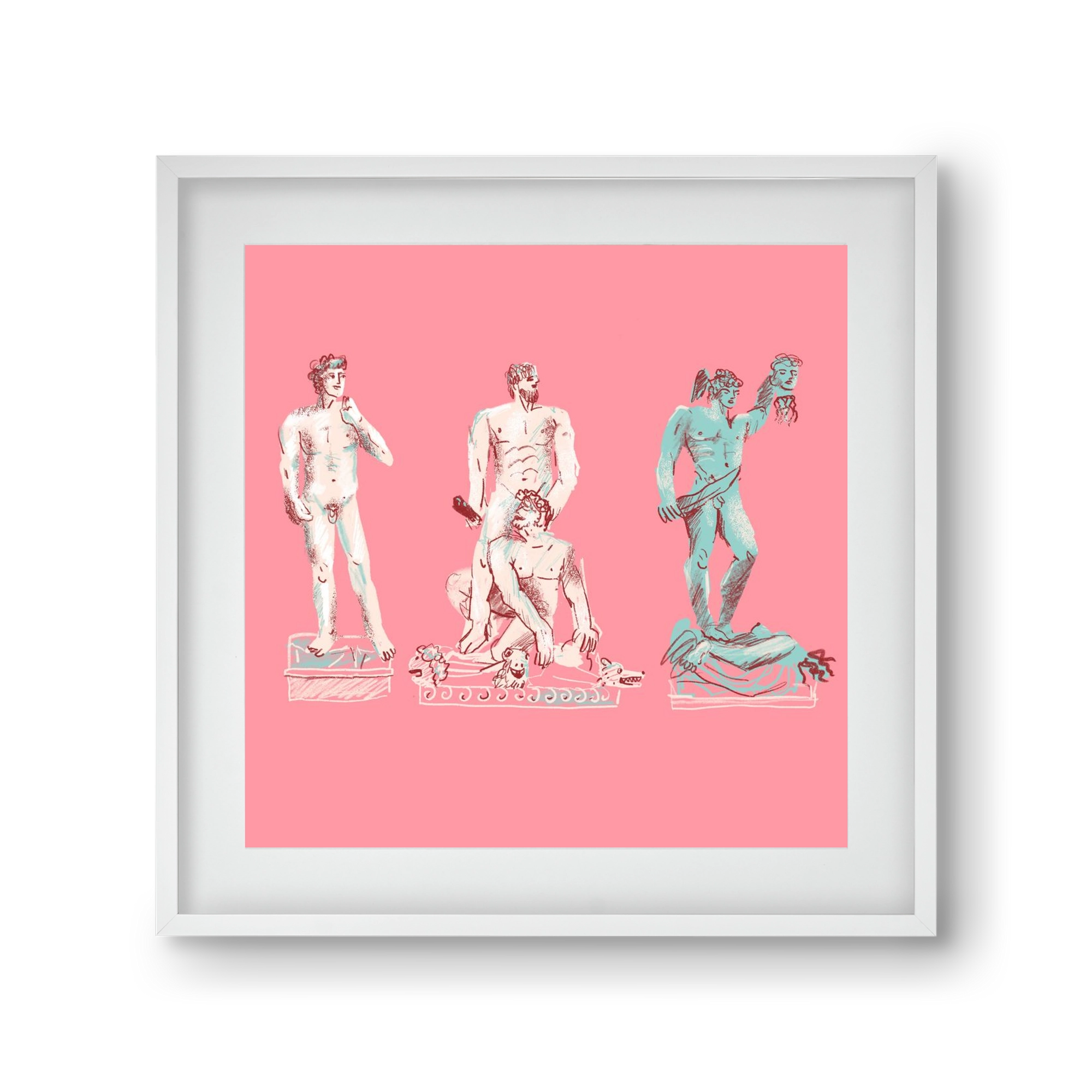 Statues from Florence, 30x30 cm (20x20 cm), Fehér keret, paszpartuval