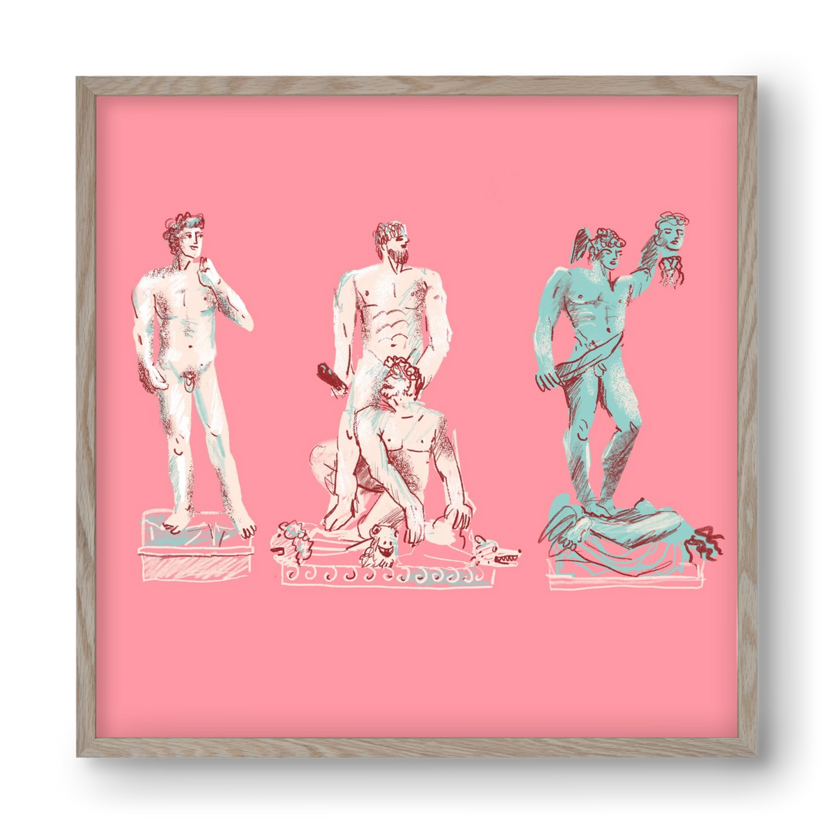 Statues from Florence, 40x40 cm (40x40 cm), Tölgy keret