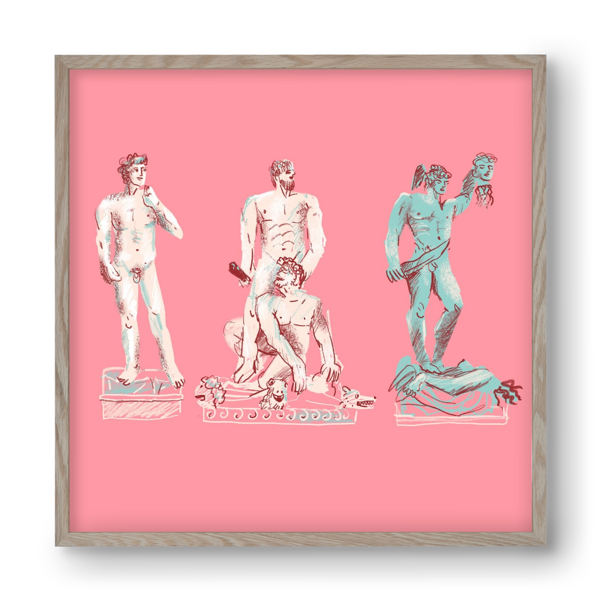 Statues from Florence, 40x40 cm (40x40 cm), Tölgy keret