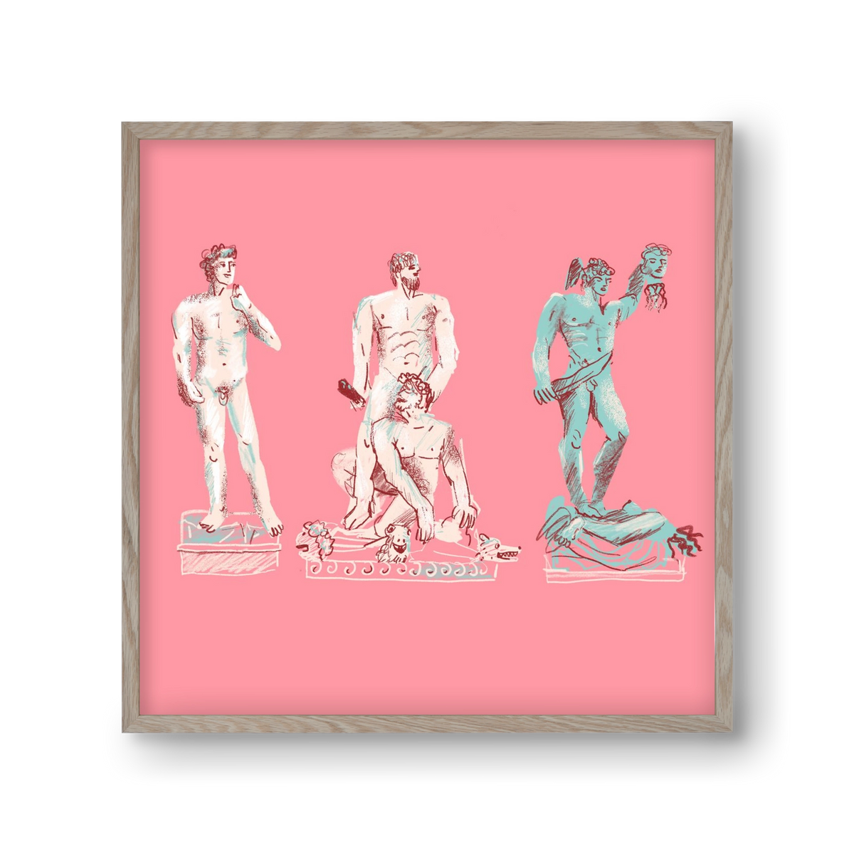 Statues from Florence, 30x30 cm (30x30 cm), Tölgy keret
