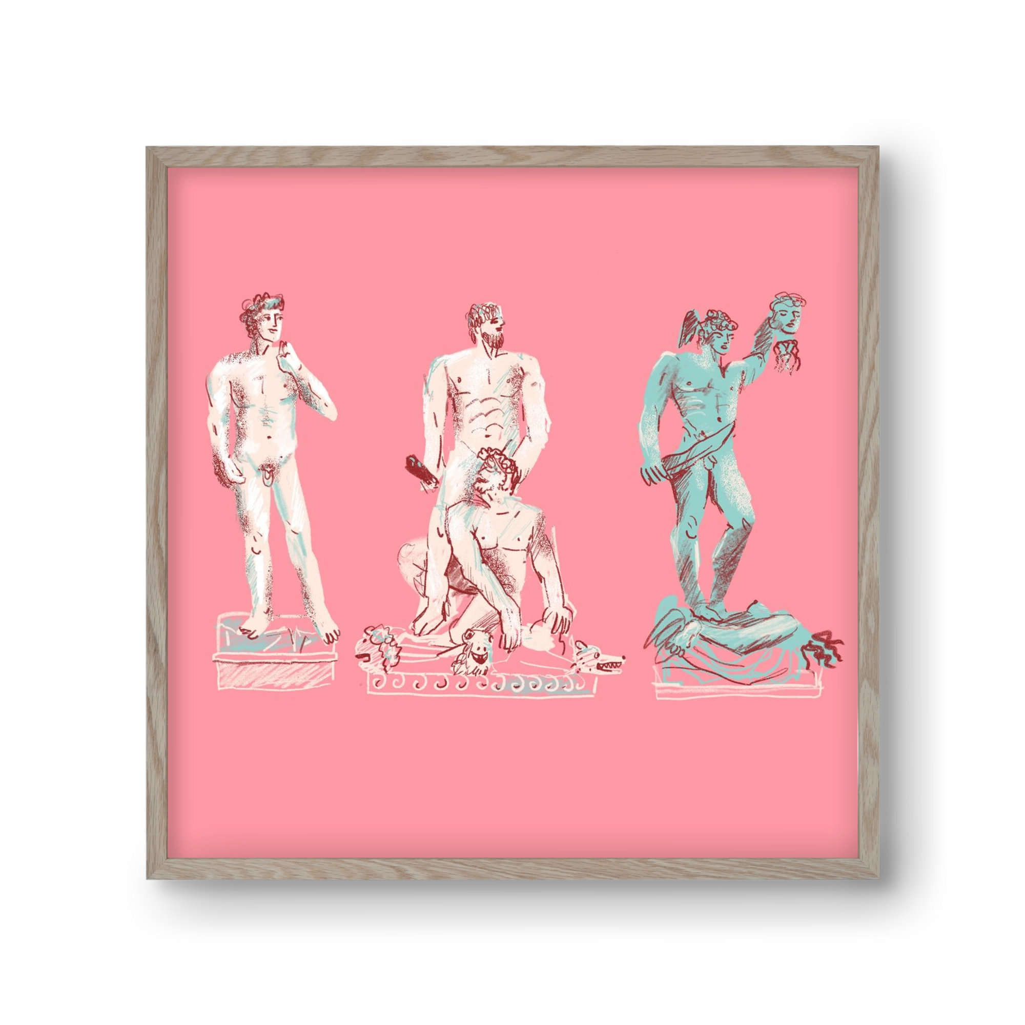 Statues from Florence, 30x30 cm (30x30 cm), Tölgy keret