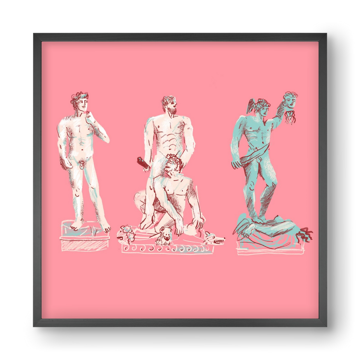 Statues from Florence, 40x40 cm (40x40 cm), Fekete keret