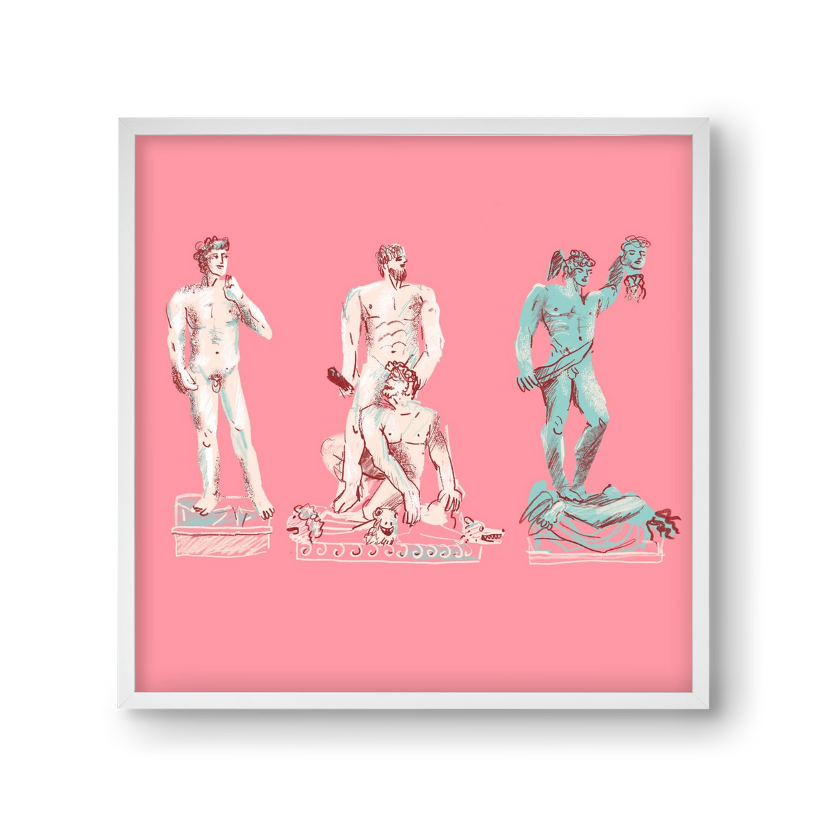 Statues from Florence, 30x30 cm (30x30 cm), Fehér keret
