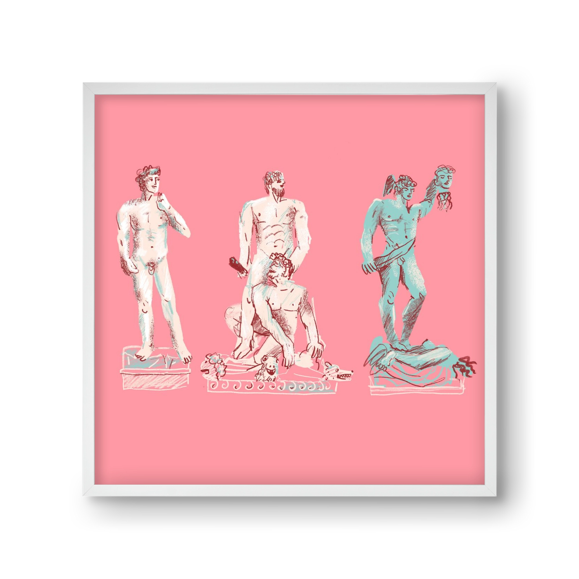 Statues from Florence, 30x30 cm (30x30 cm), Fehér keret