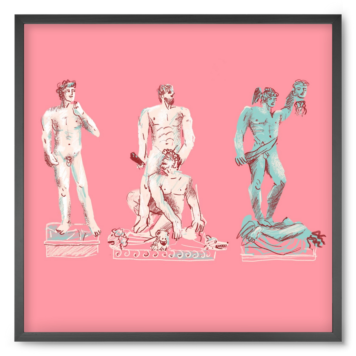 Statues from Florence, 50x50 cm (50x50 cm), Fekete keret