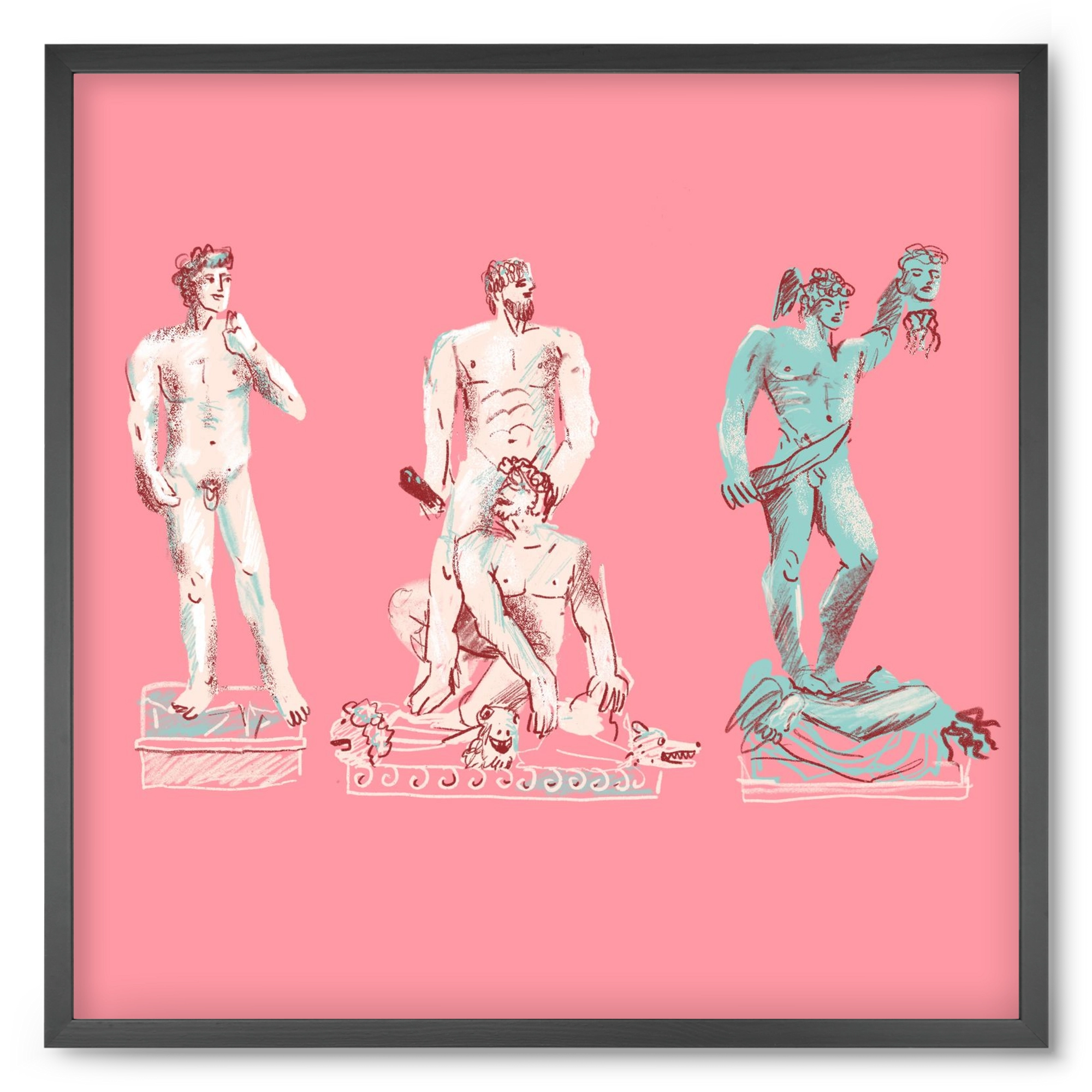 Statues from Florence, 50x50 cm (50x50 cm), Fekete keret