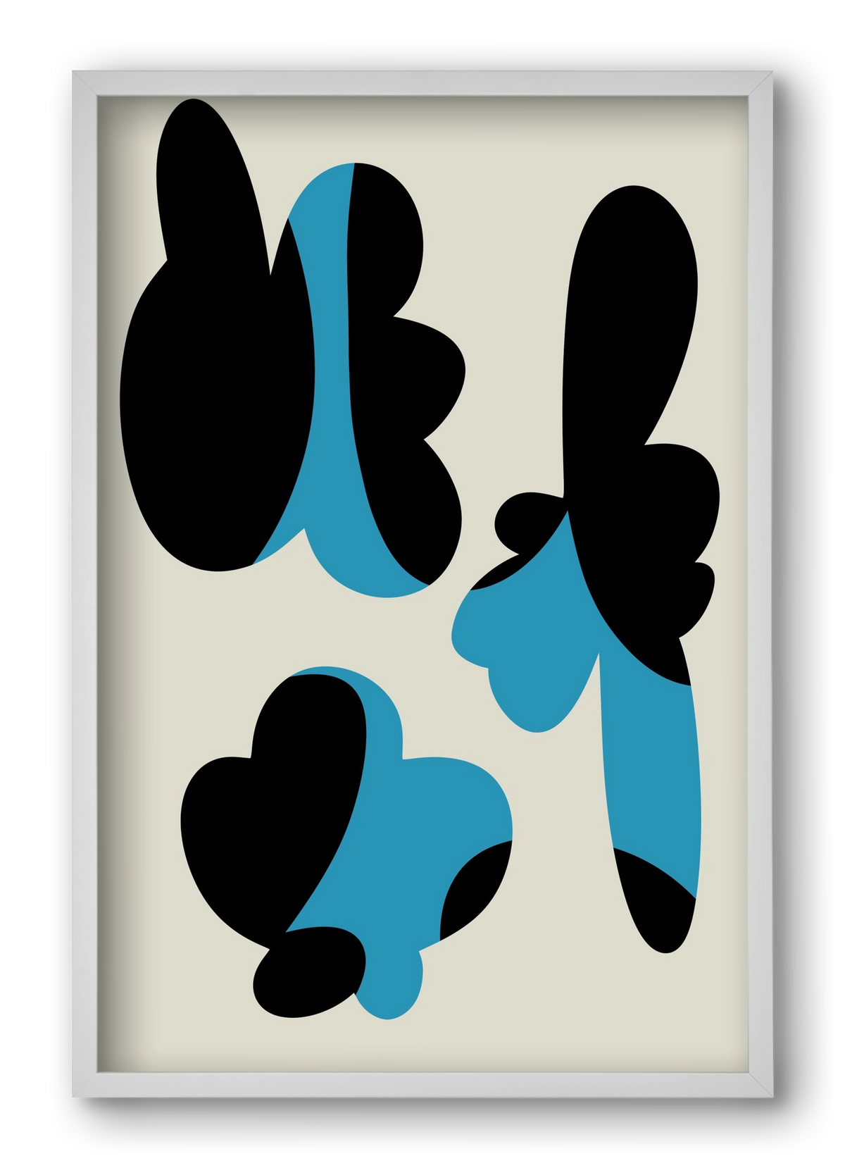 BLUE FLOWERS, 40x60 cm (40x60 cm), Fehér keret