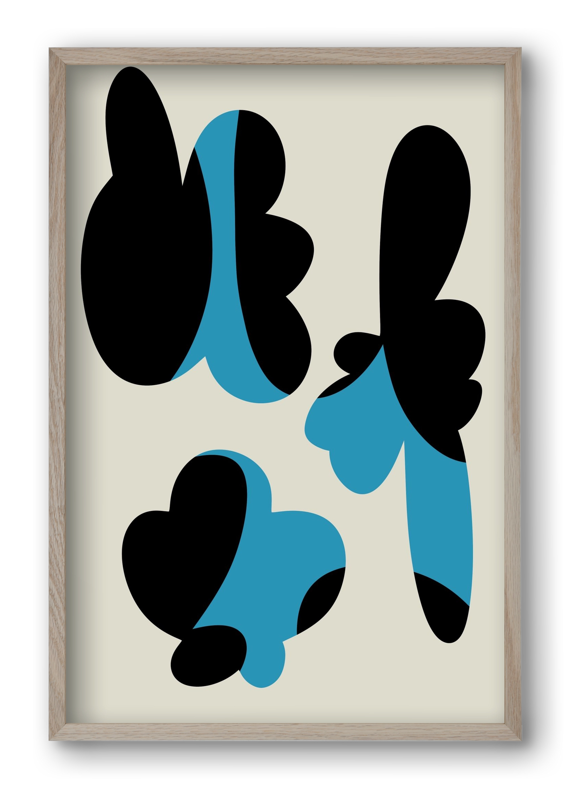 BLUE FLOWERS, 40x60 cm (40x60 cm), Tölgy keret