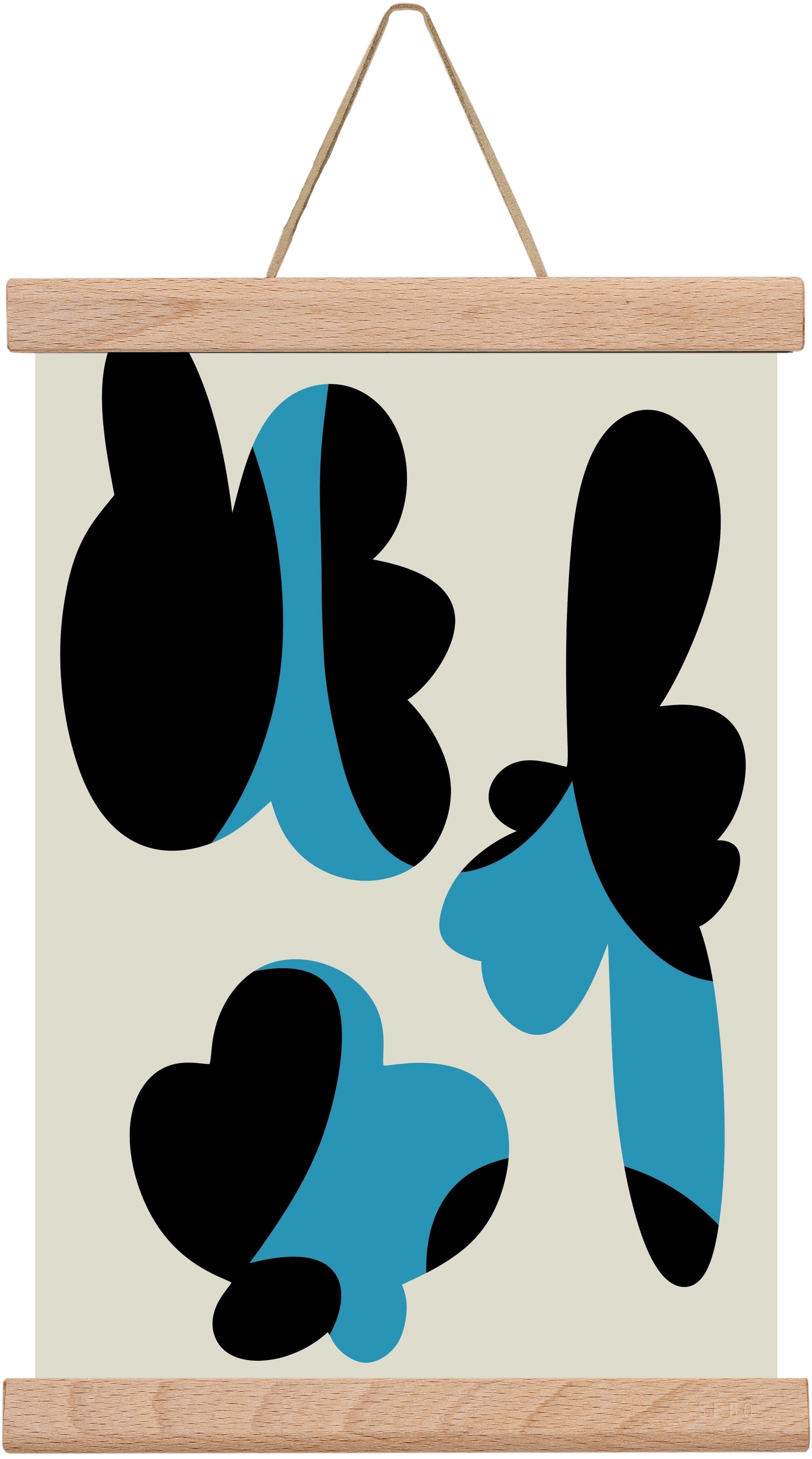 BLUE FLOWERS, 20x30 cm (20x30 cm), Tölgy akasztó