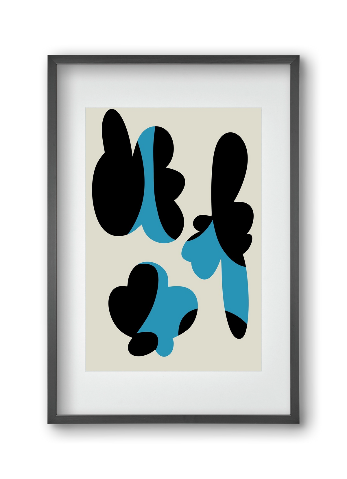 BLUE FLOWERS, 30x45 cm (20x30 cm), Fekete keret, paszpartuval