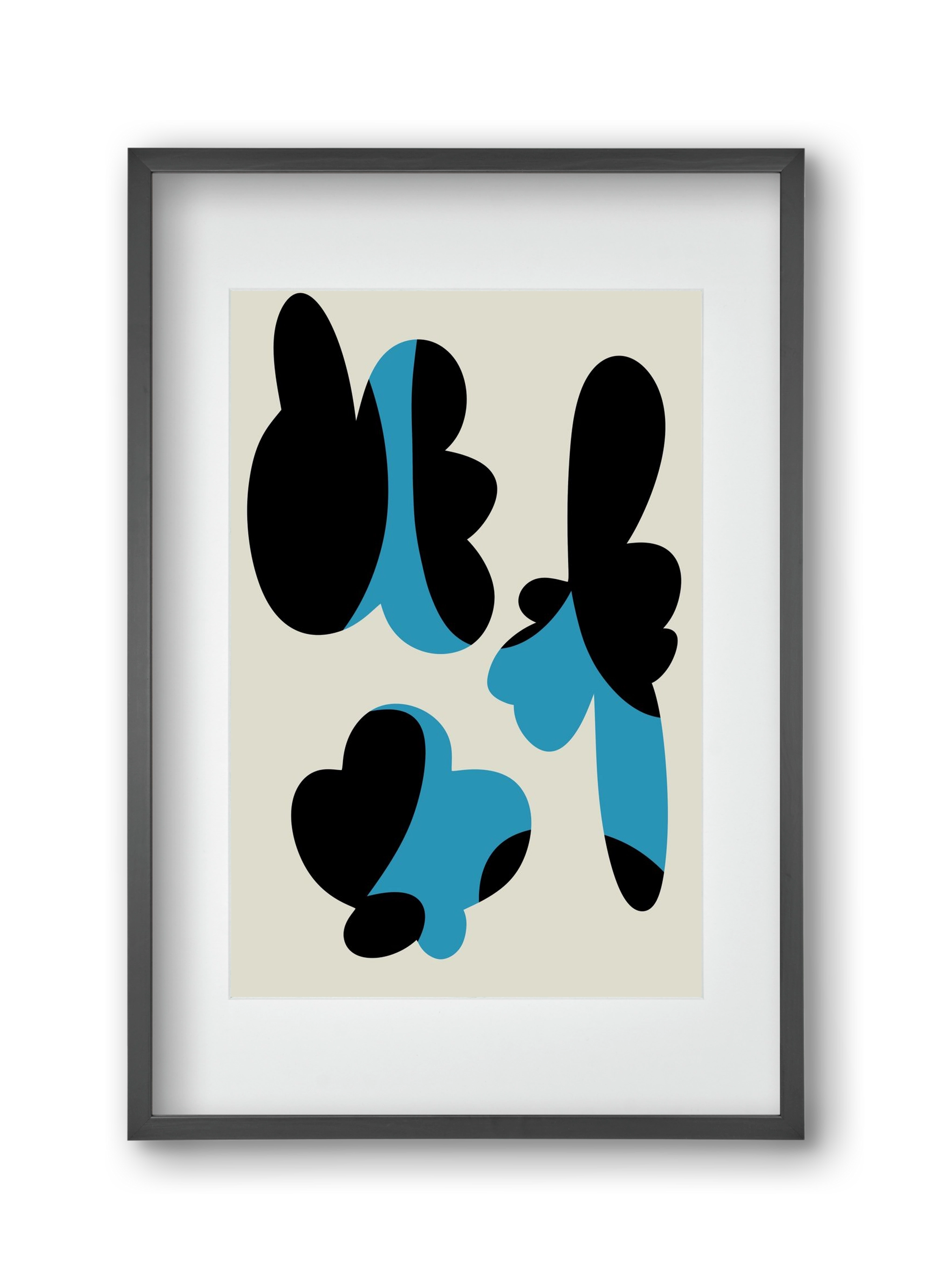 BLUE FLOWERS, 30x45 cm (20x30 cm), Fekete keret, paszpartuval