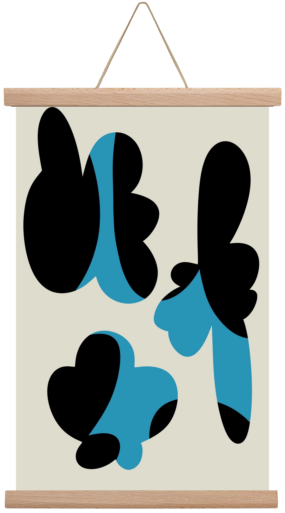 BLUE FLOWERS, 30x45 cm (30x45 cm), Tölgy akasztó