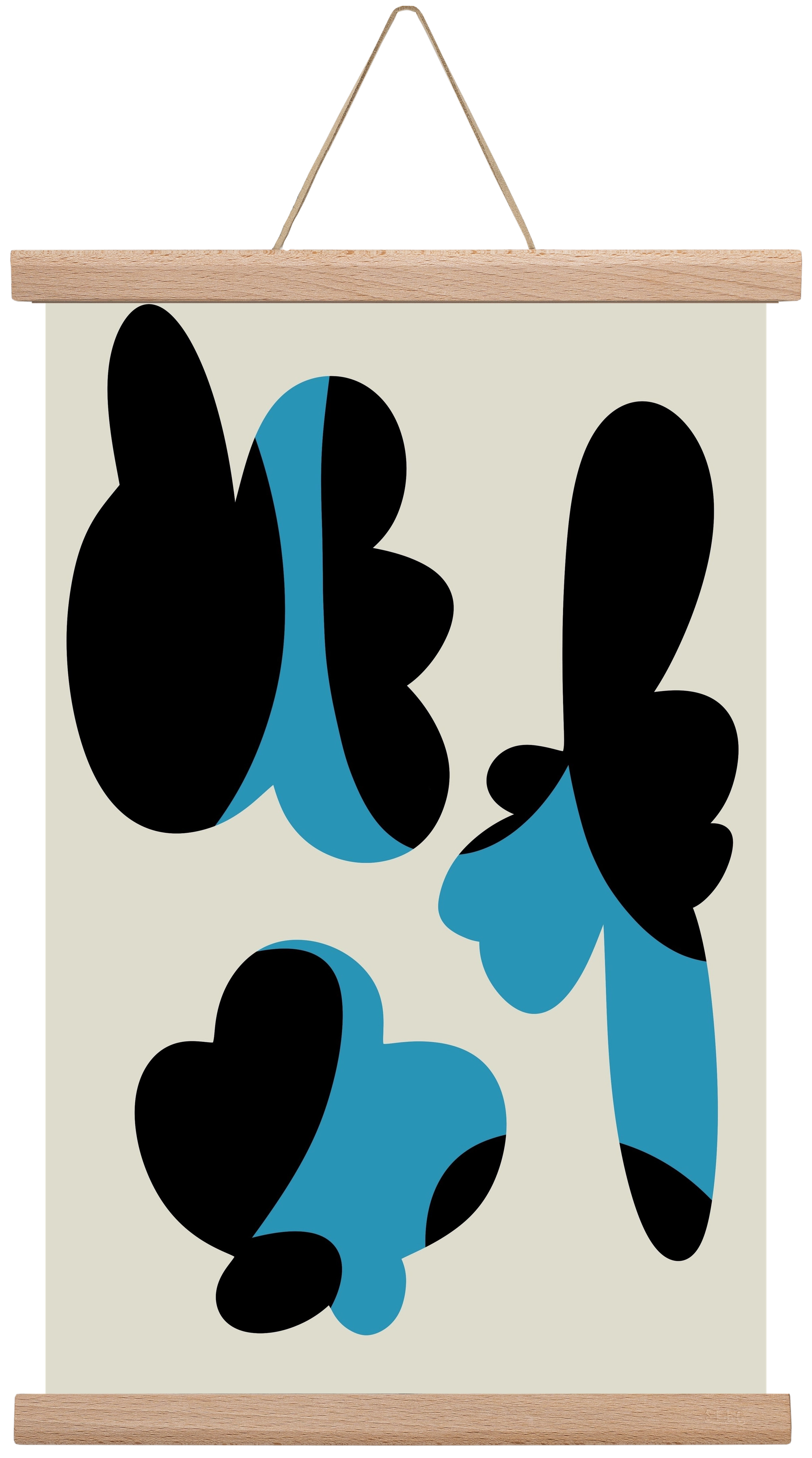 BLUE FLOWERS, 30x45 cm (30x45 cm), Tölgy akasztó