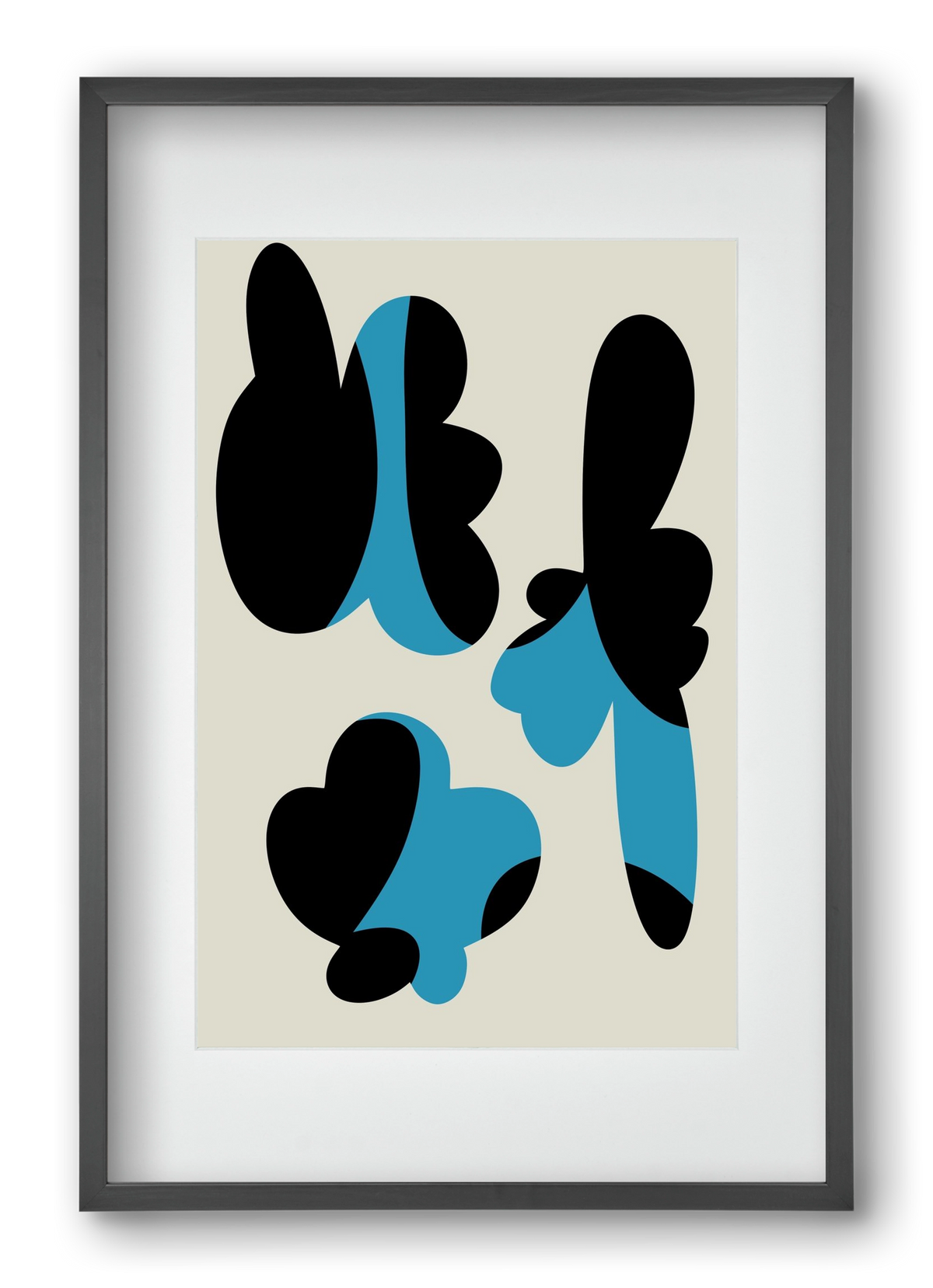 BLUE FLOWERS, 40x60 cm (30x45 cm), Fekete keret, paszpartuval