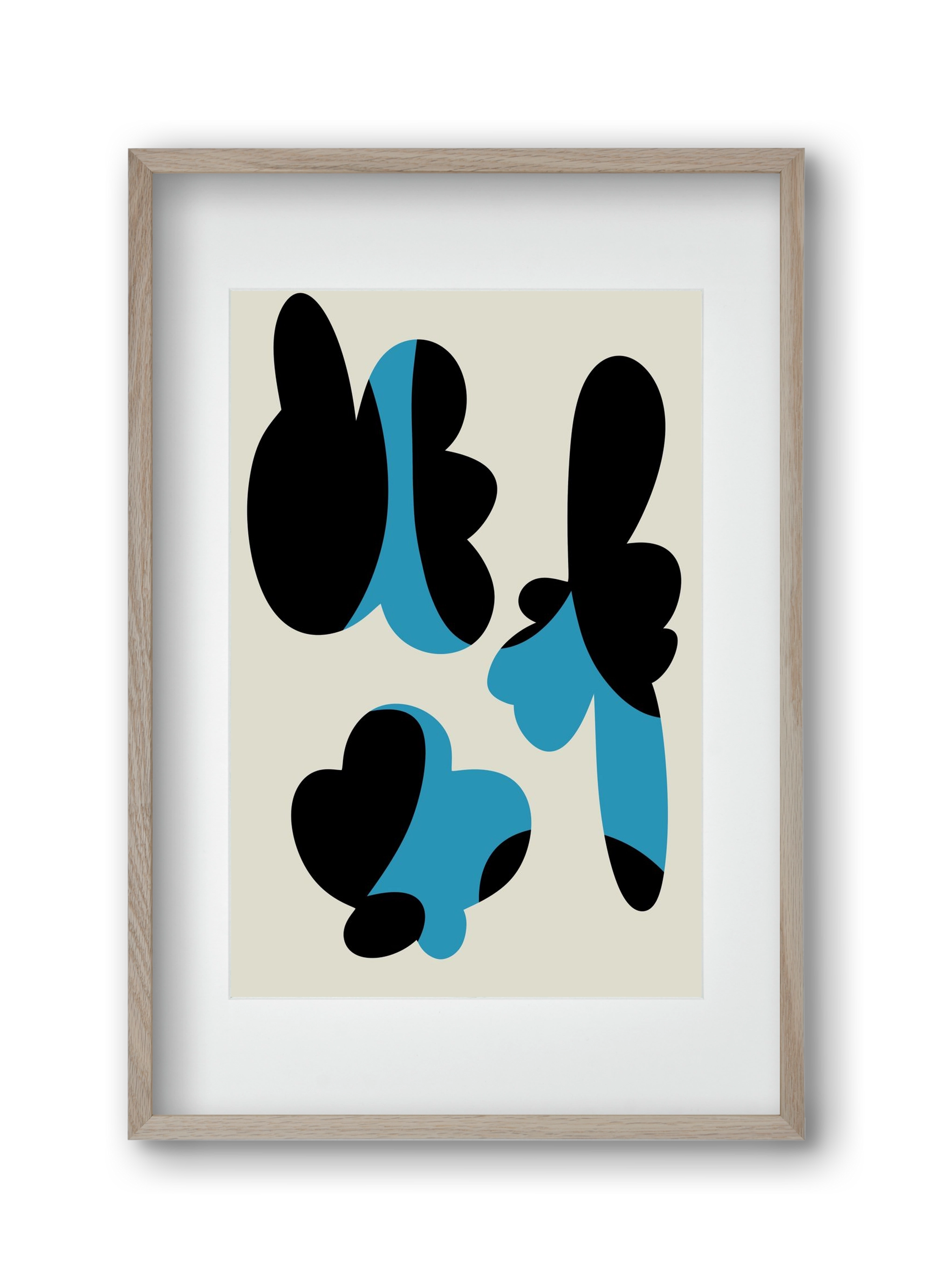 BLUE FLOWERS, 30x45 cm (20x30 cm), Tölgy keret, paszpartuval