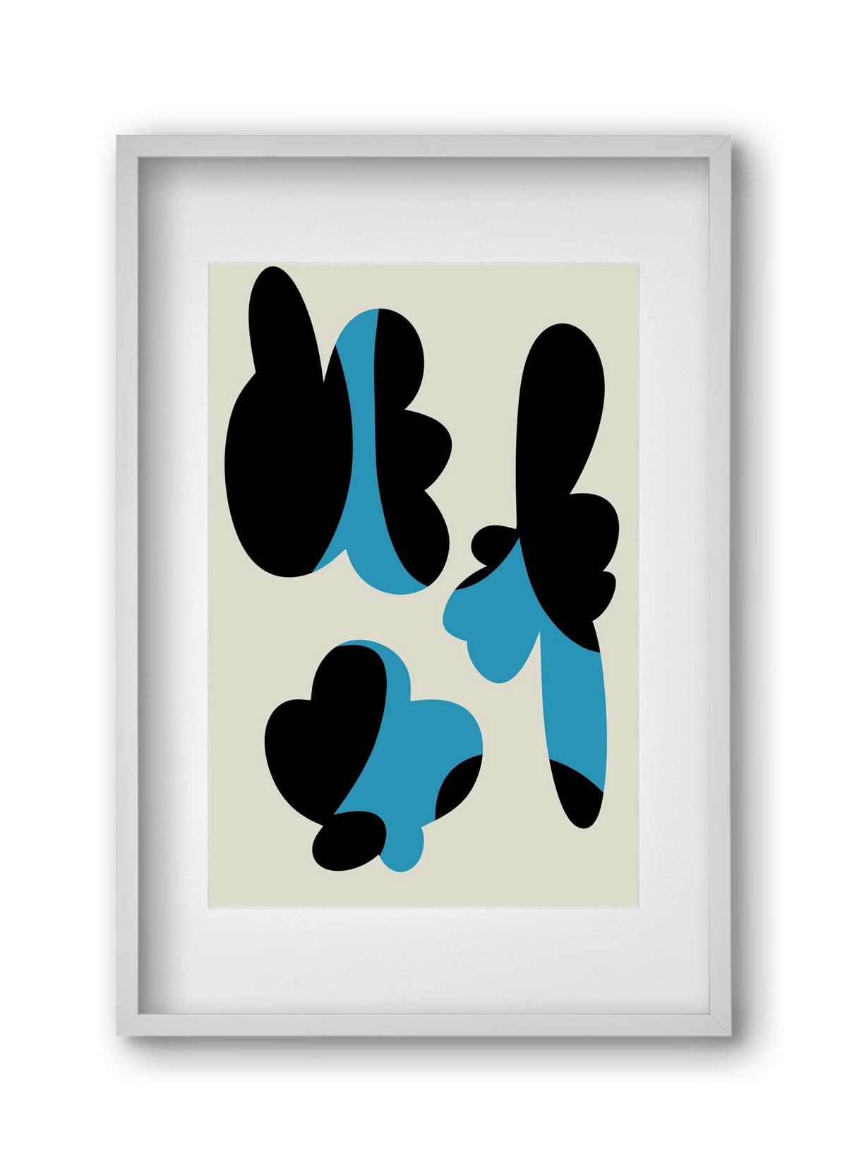 BLUE FLOWERS, 30x45 cm (20x30 cm), Fehér keret, paszpartuval