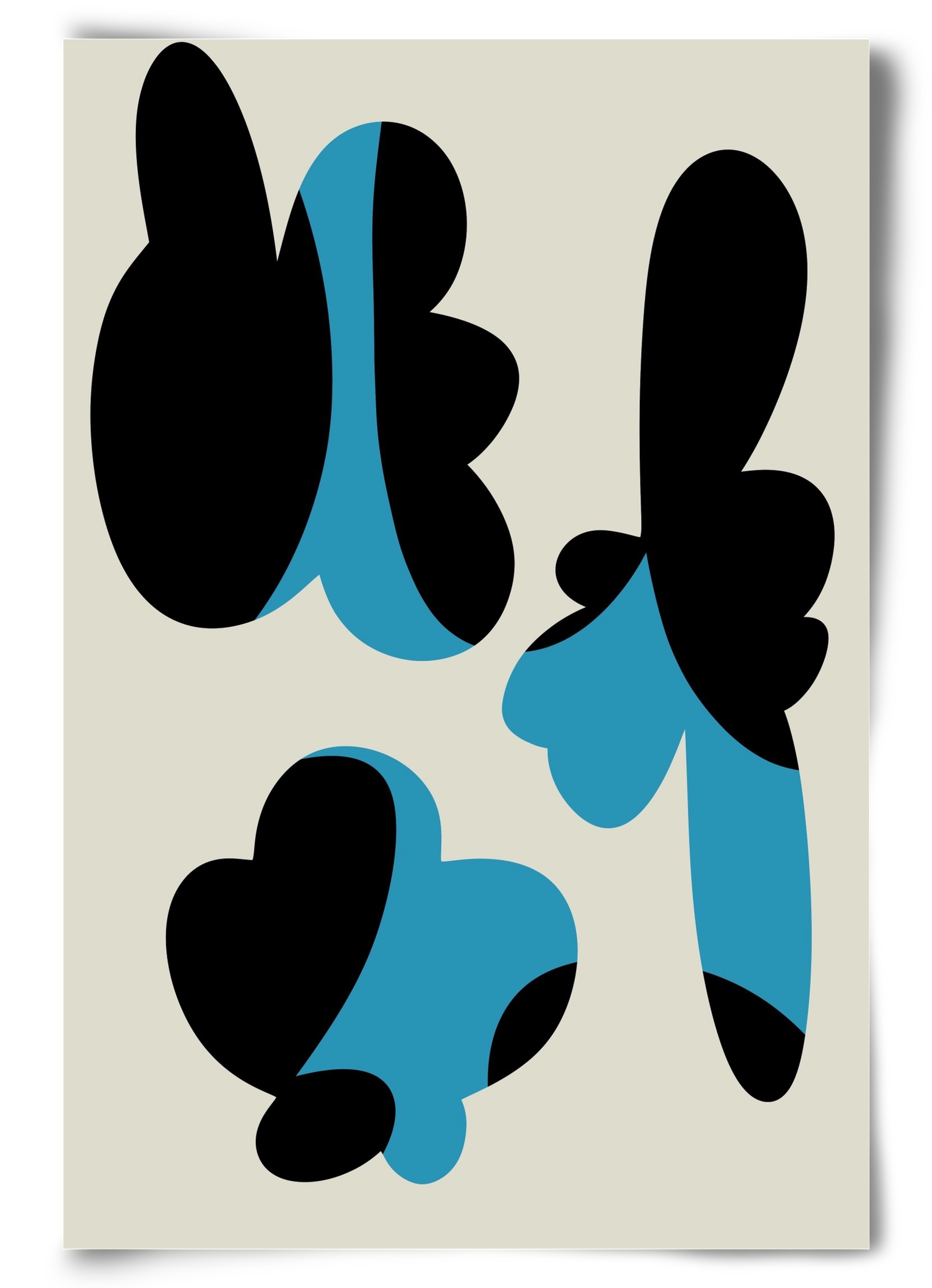 BLUE FLOWERS, 60x90 cm, Keret nélkül