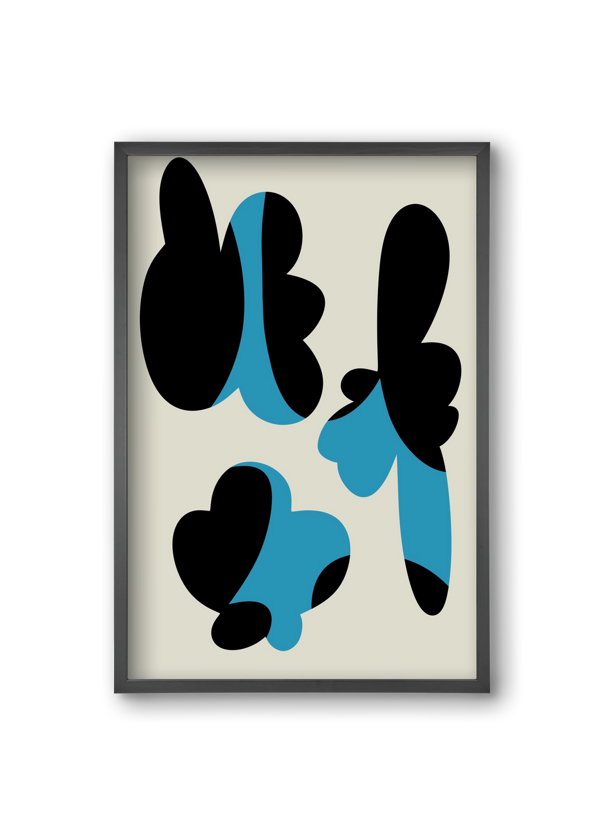 BLUE FLOWERS, 20x30 cm (20x30 cm), Fekete keret