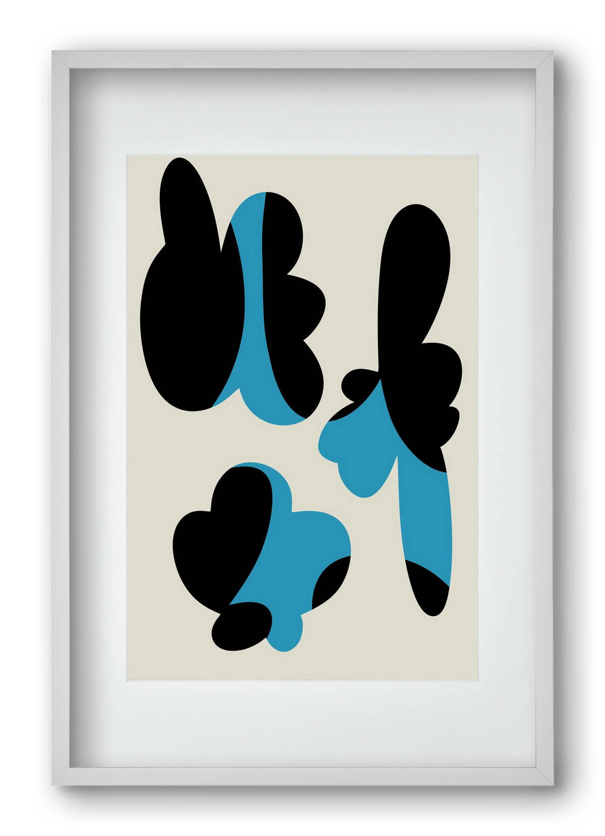 BLUE FLOWERS, 40x60 cm (30x45 cm), Fehér keret, paszpartuval