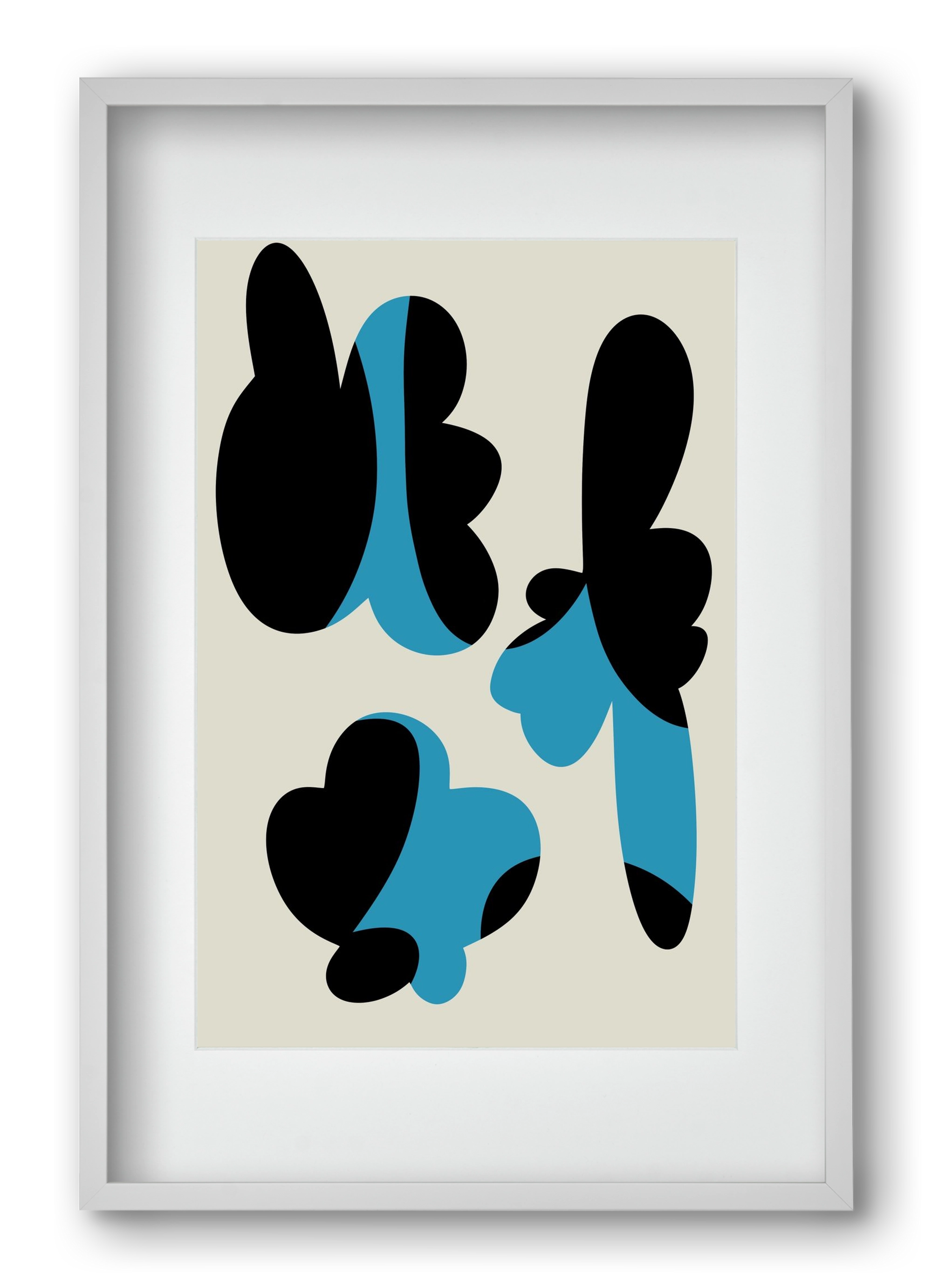 BLUE FLOWERS, 40x60 cm (30x45 cm), Fehér keret, paszpartuval