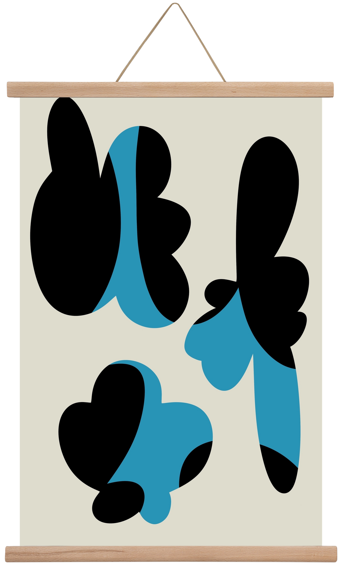 BLUE FLOWERS, 40x60 cm (40x60 cm), Tölgy akasztó