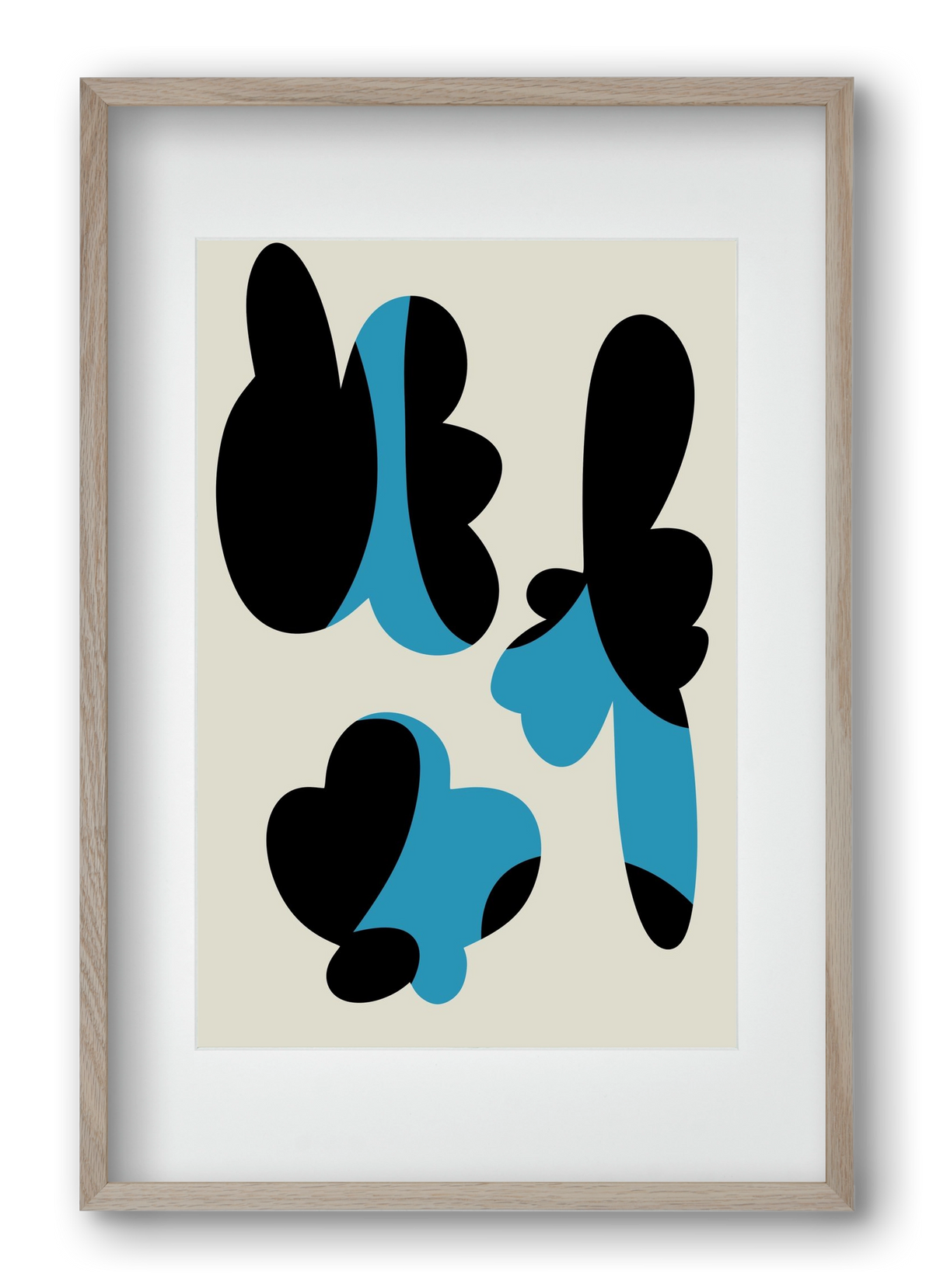 BLUE FLOWERS, 40x60 cm (30x45 cm), Tölgy keret, paszpartuval