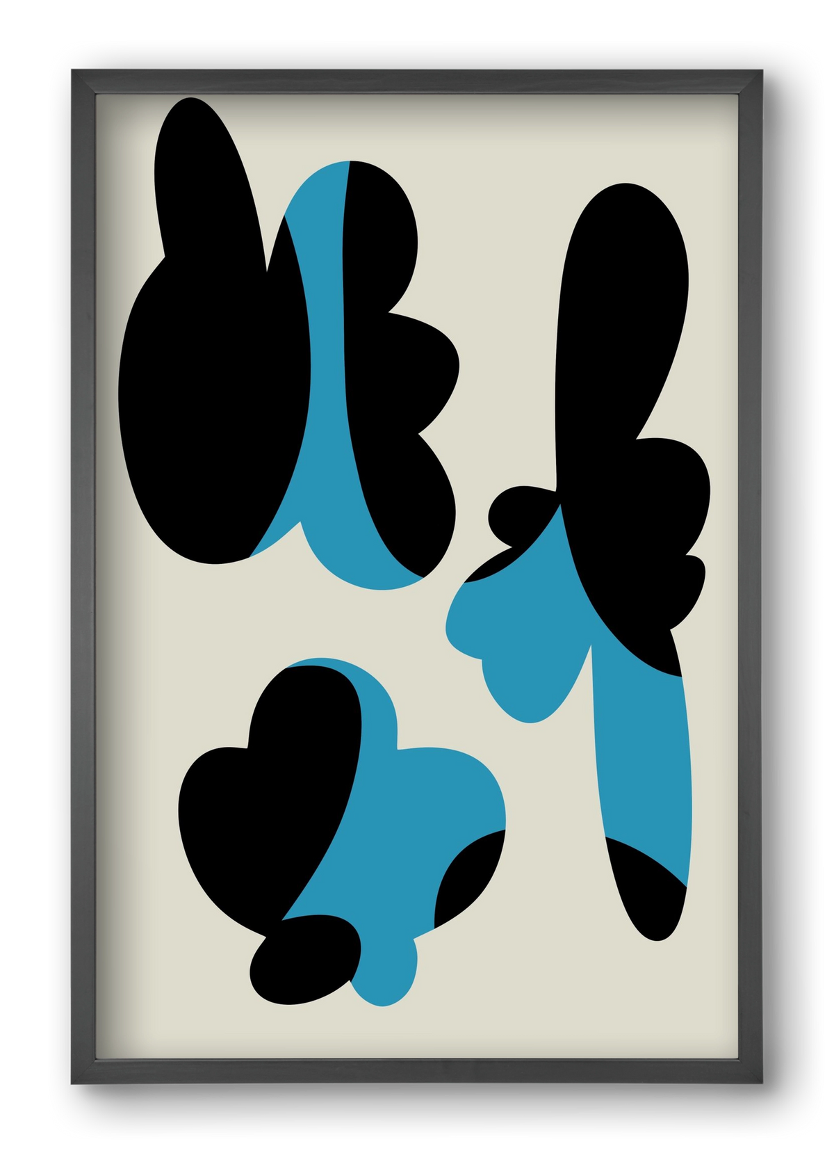 BLUE FLOWERS, 40x60 cm (40x60 cm), Fekete keret