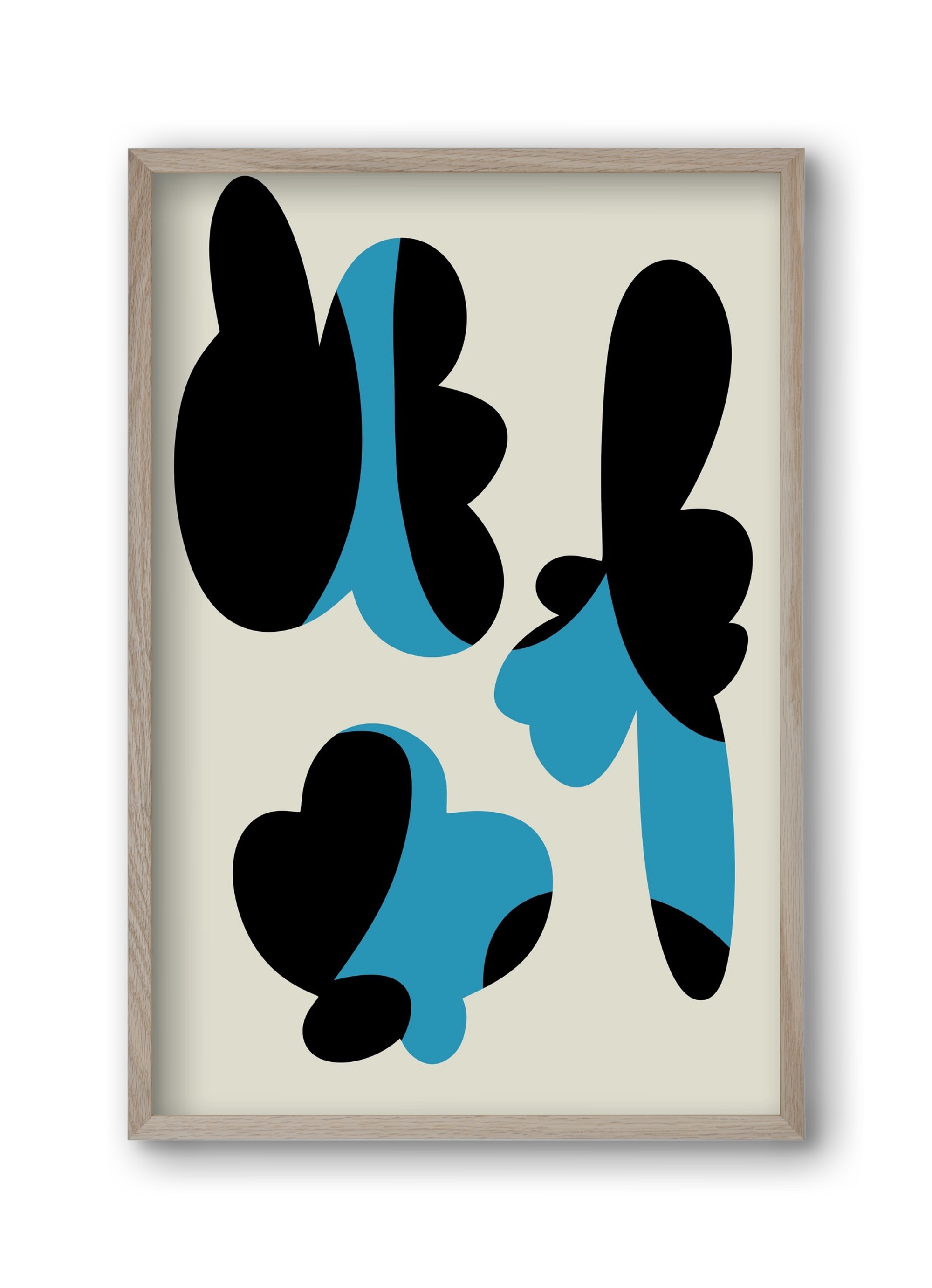 BLUE FLOWERS, 30x45 cm (30x45 cm), Tölgy keret