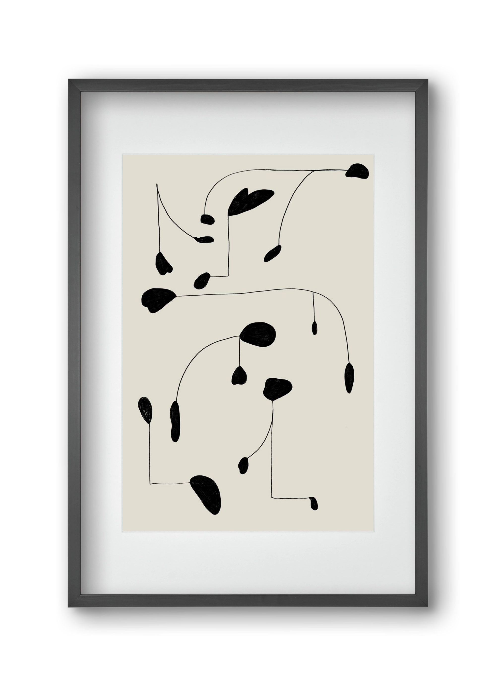 Mobile, 30x45 cm (20x30 cm), Fekete keret, paszpartuval