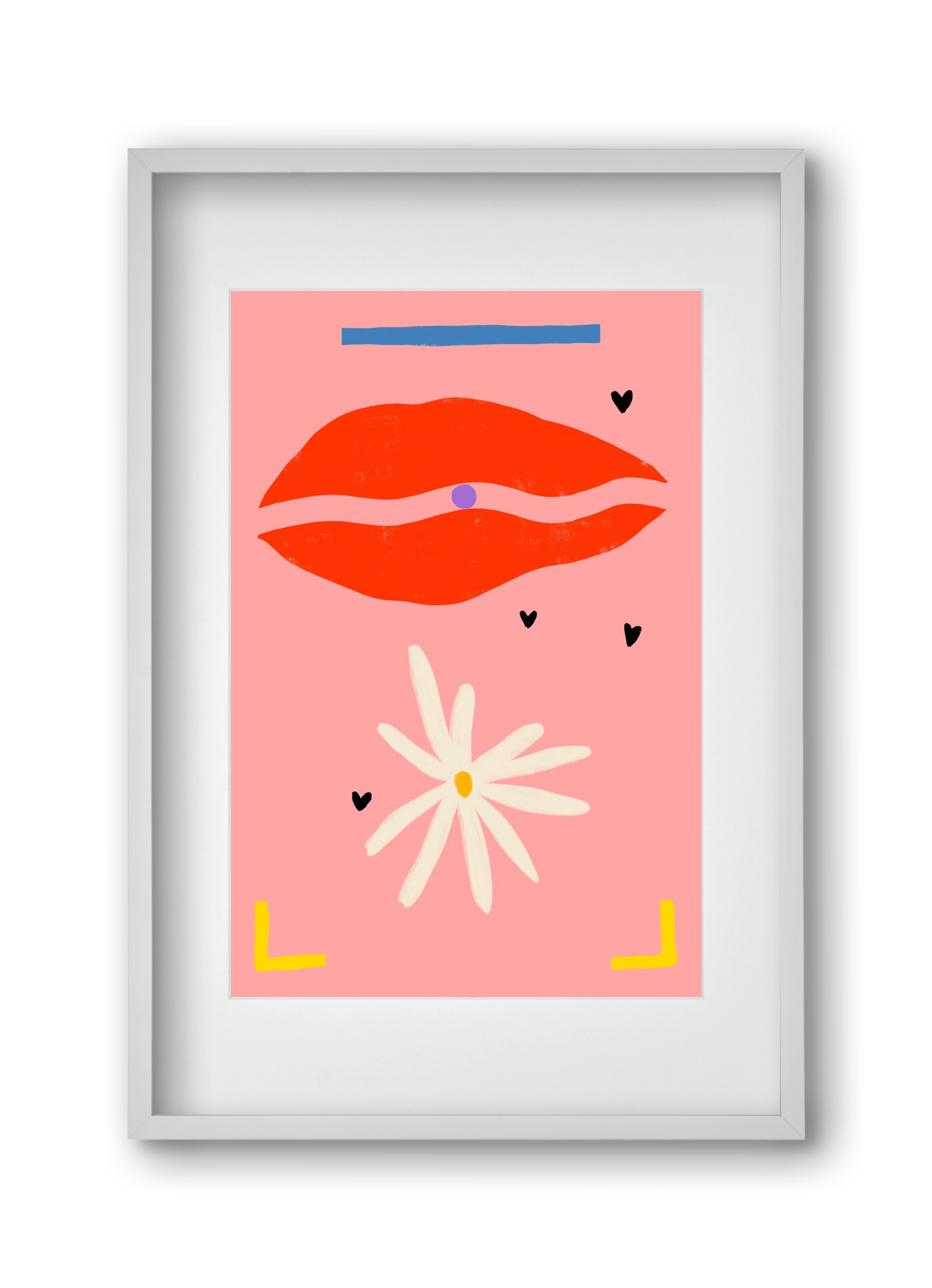 PEARL AND DAISY, 30x45 cm (20x30 cm), Fehér keret, paszpartuval