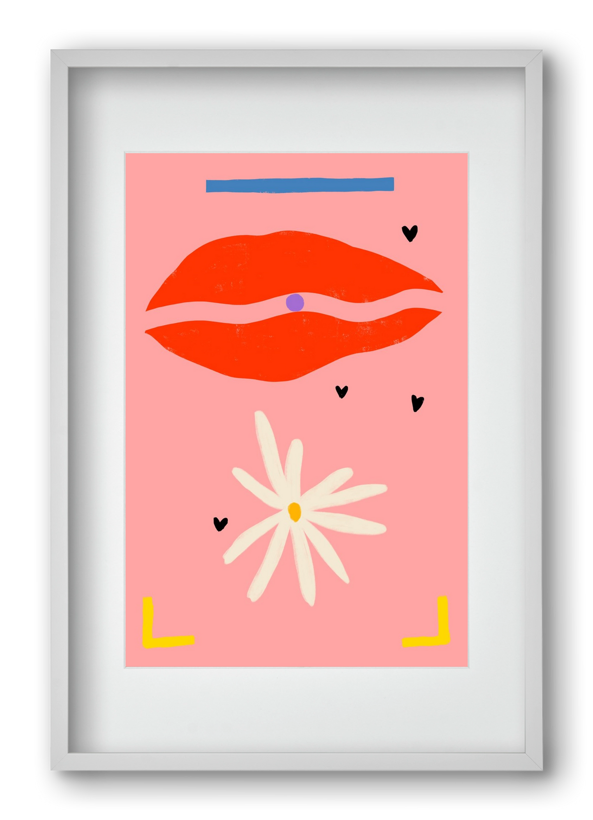 PEARL AND DAISY, 40x60 cm (30x45 cm), Fehér keret, paszpartuval